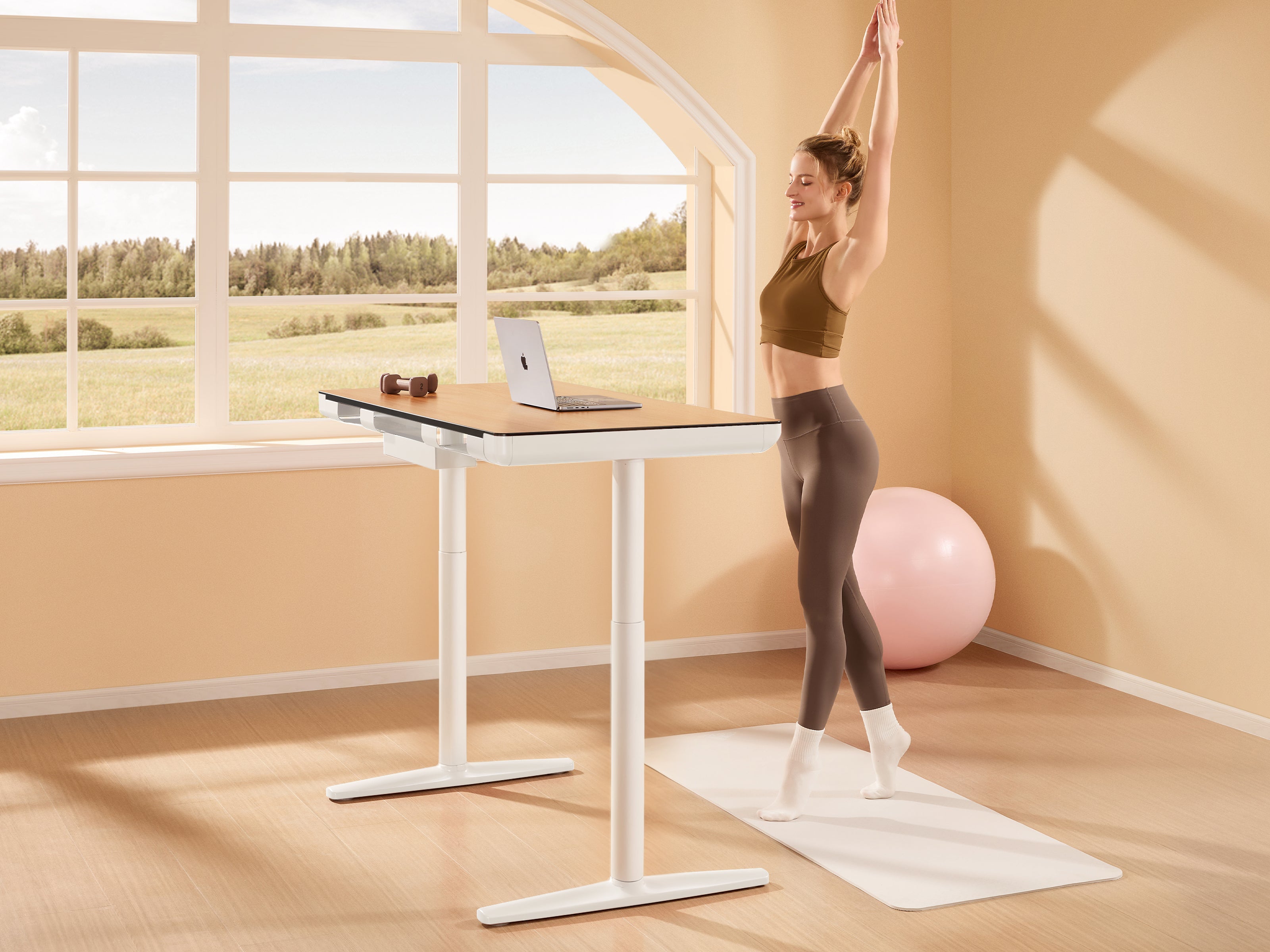 Maidesite Yoga - Höhenverstellbarer Schreibtisch mit Tischplatte