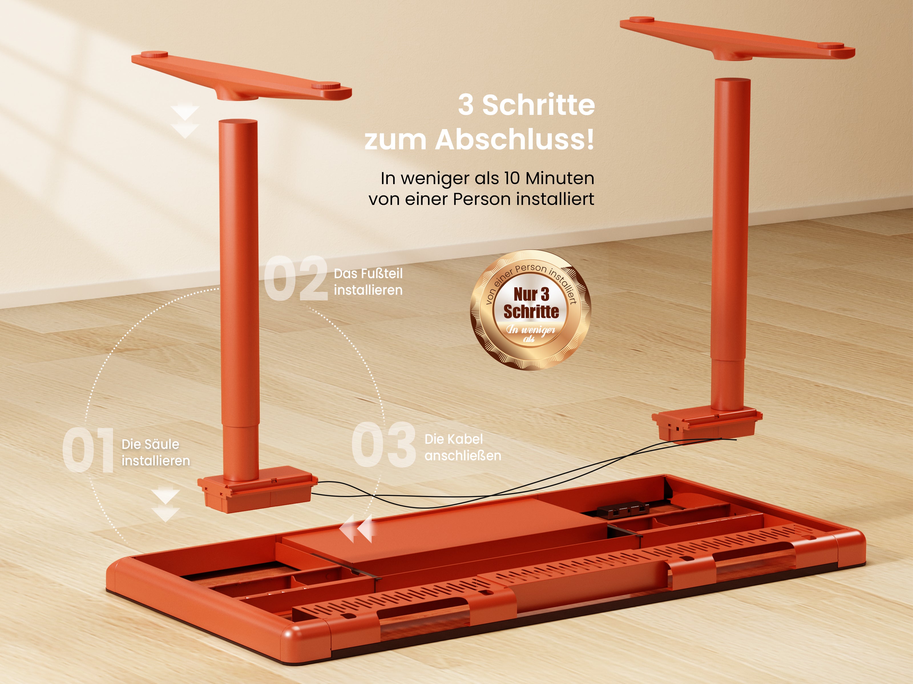 Maidesite Yoga - Höhenverstellbarer Schreibtisch mit Tischplatte