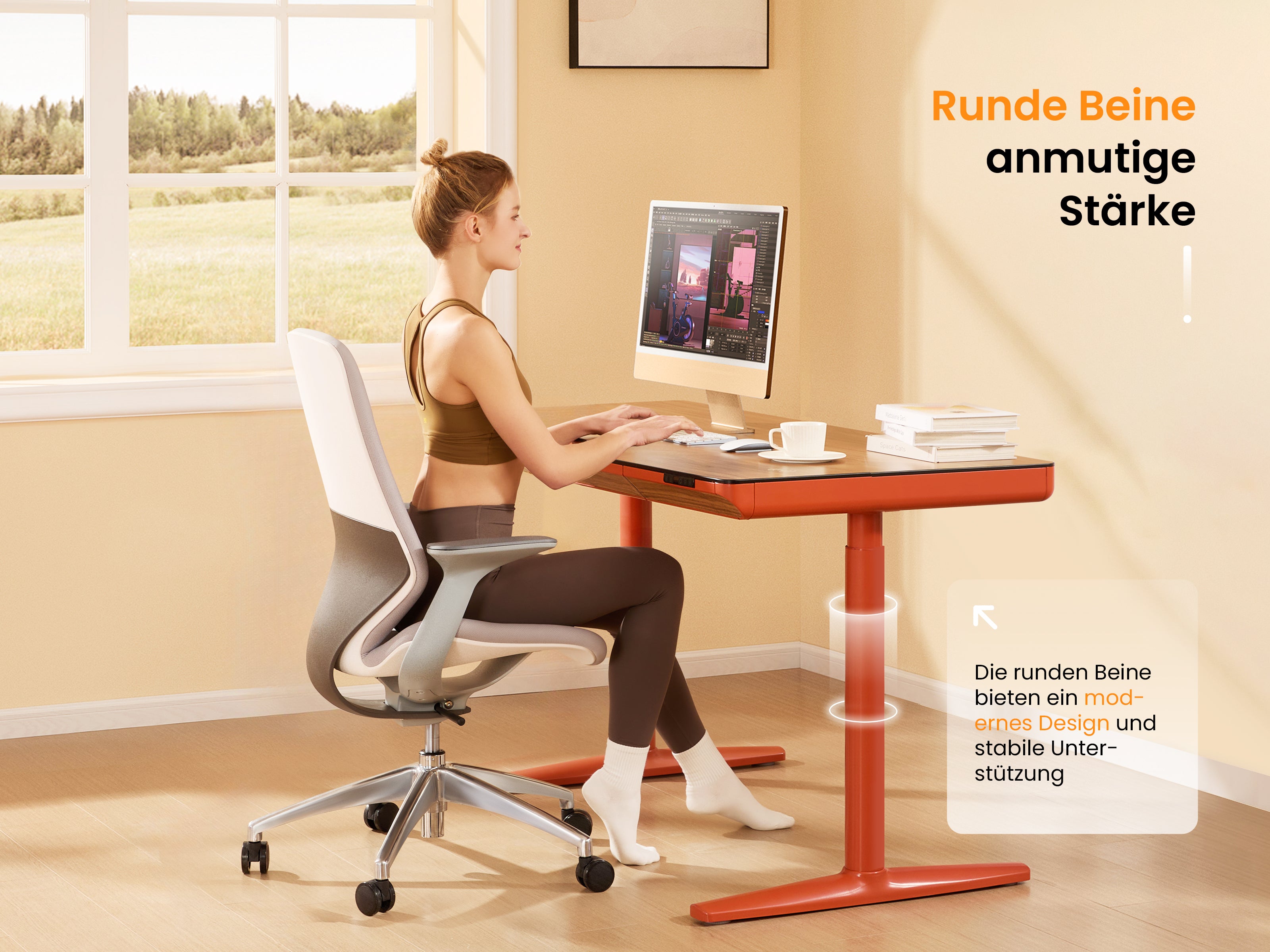 Maidesite Yoga - Höhenverstellbarer Schreibtisch mit Tischplatte