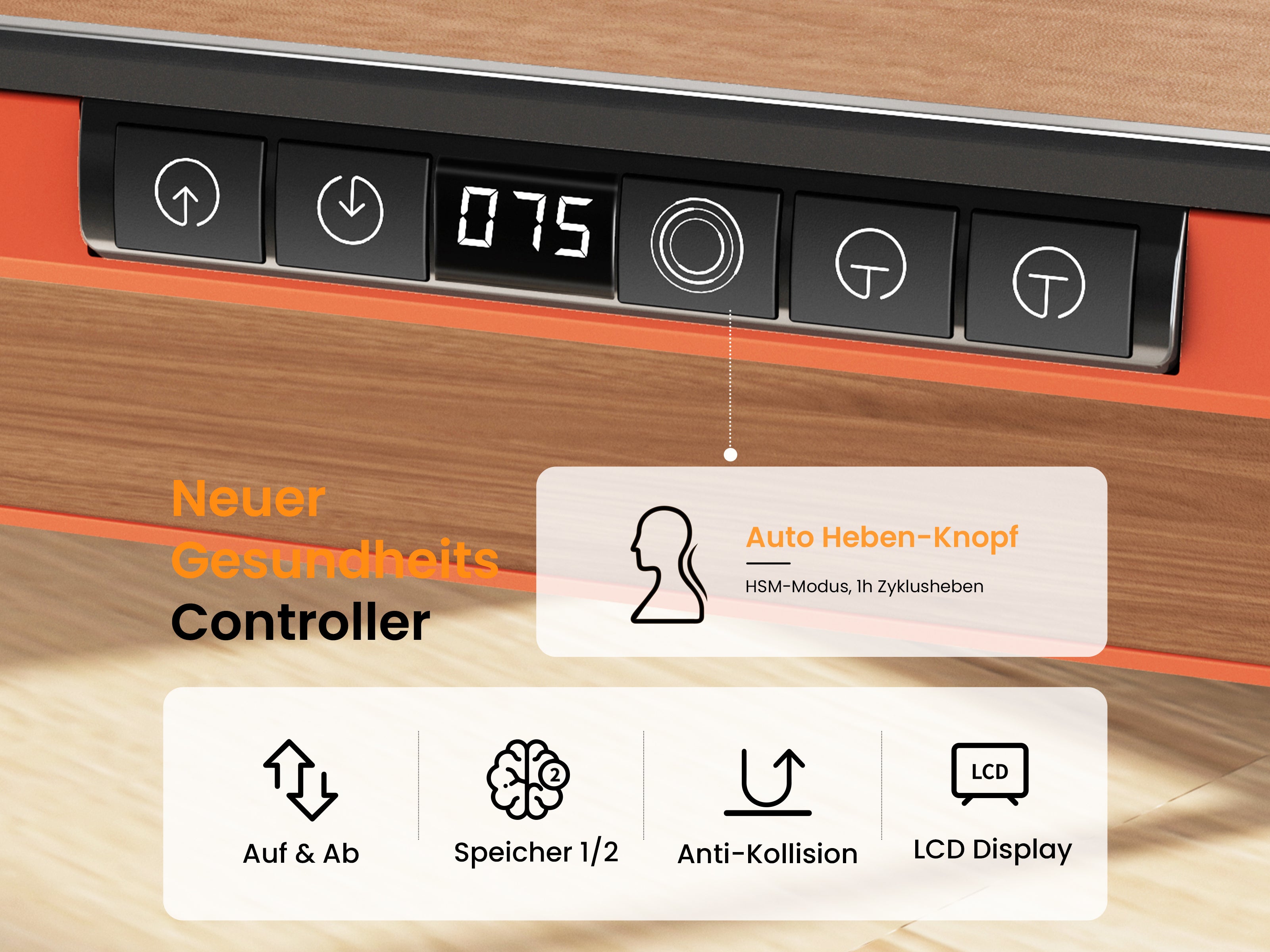 Maidesite Yoga - Höhenverstellbarer Schreibtisch mit Tischplatte