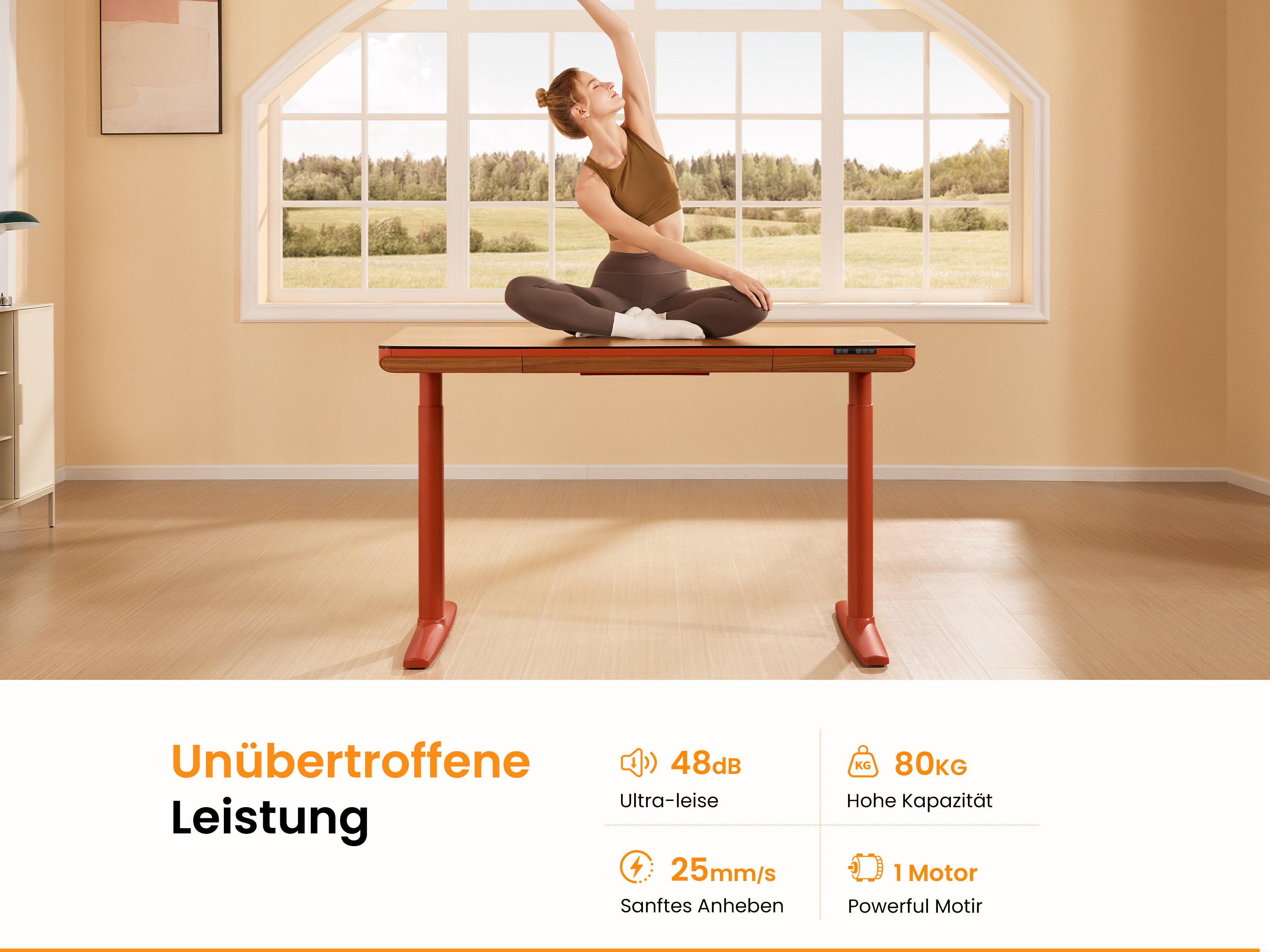 Maidesite Yoga - Höhenverstellbarer Schreibtisch mit Tischplatte