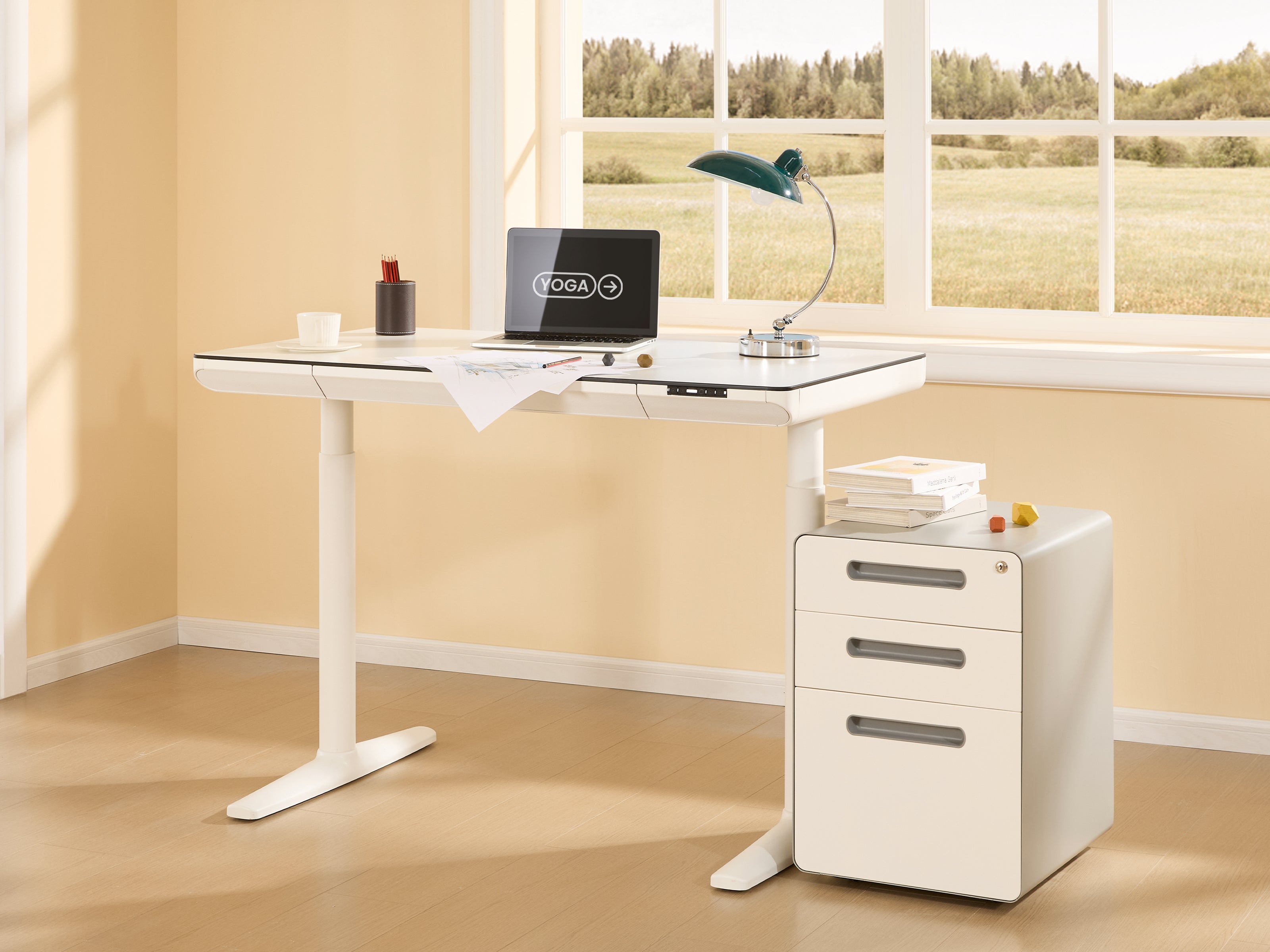 Maidesite Yoga - Höhenverstellbarer Schreibtisch mit Tischplatte