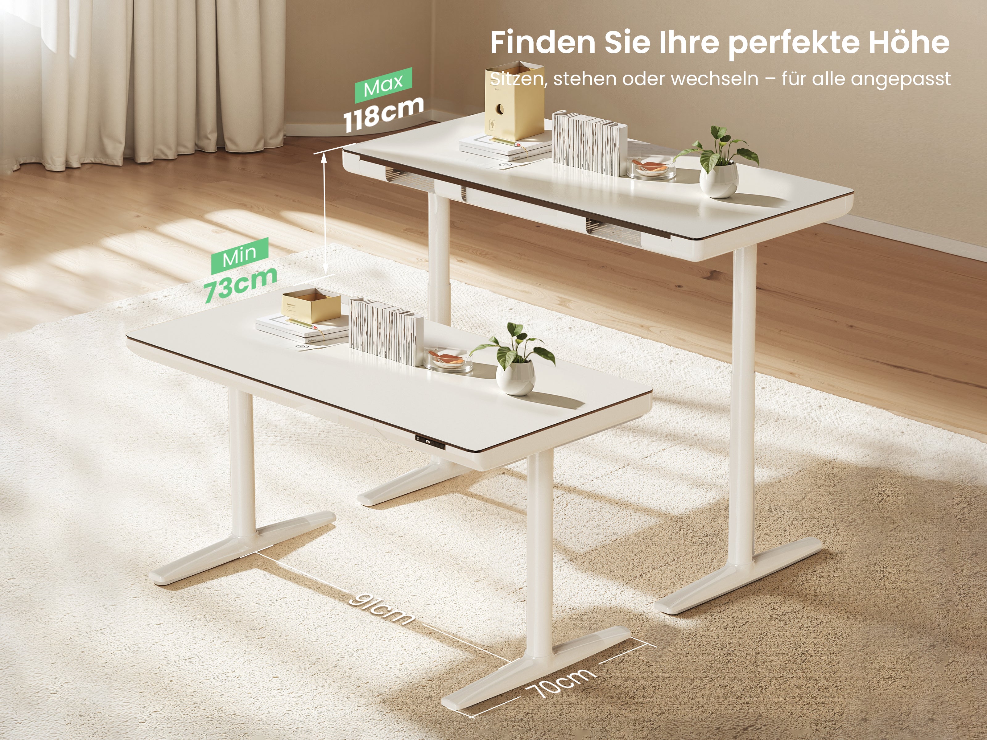 Maidesite Yoga - Höhenverstellbarer Schreibtisch mit Tischplatte