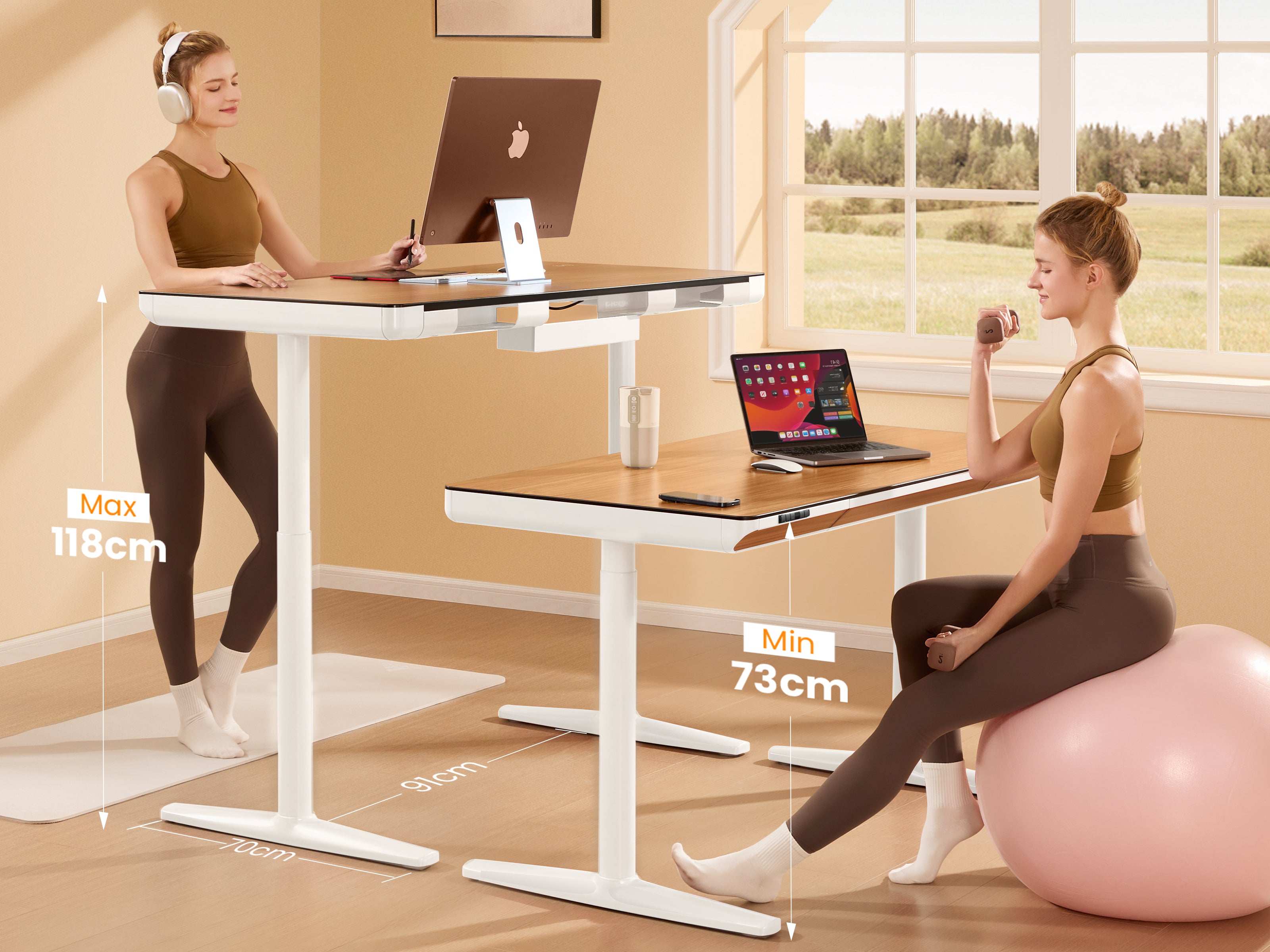 Maidesite Yoga - Höhenverstellbarer Schreibtisch mit Tischplatte