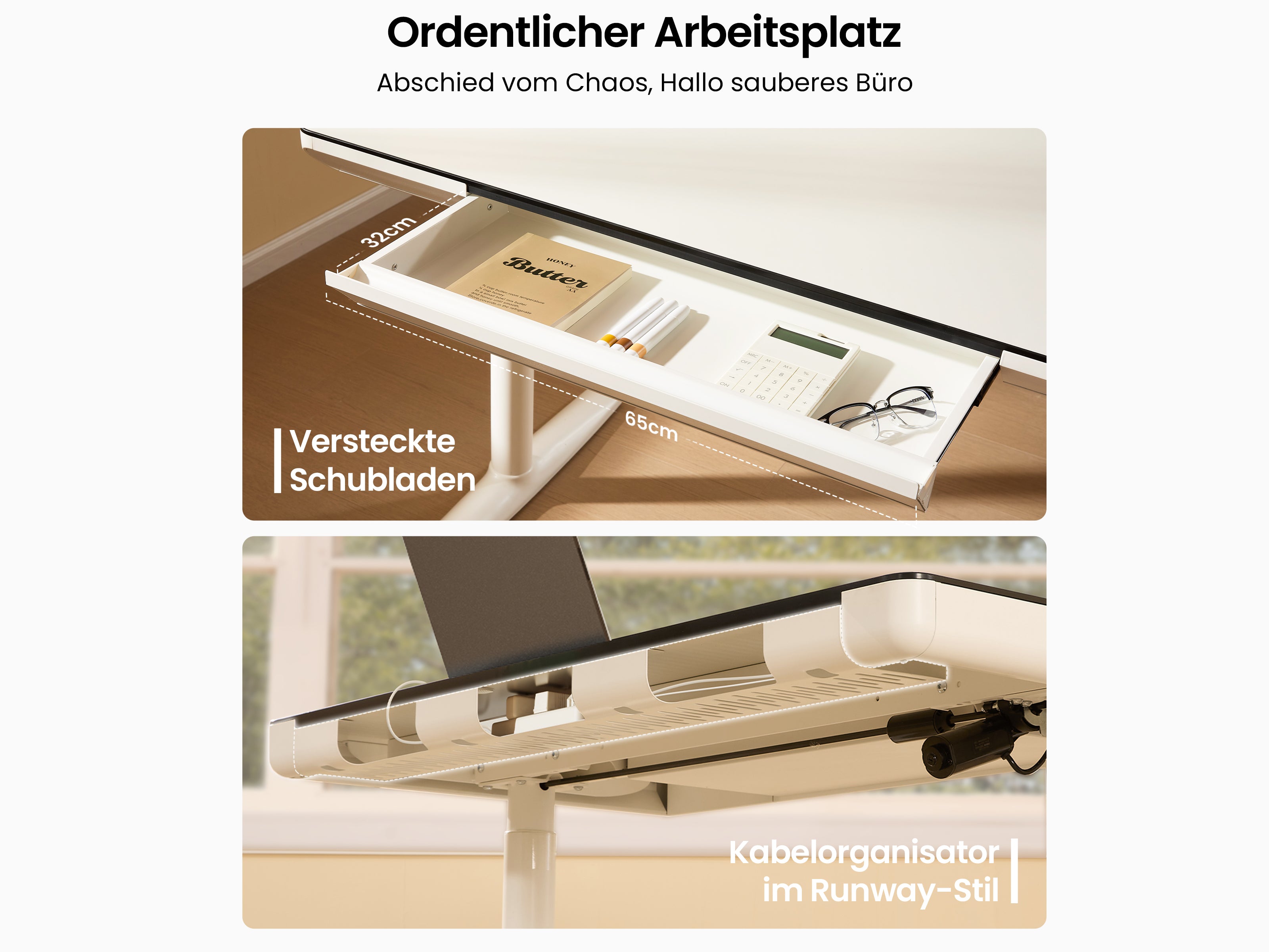 Maidesite Yoga - Höhenverstellbarer Schreibtisch mit Tischplatte