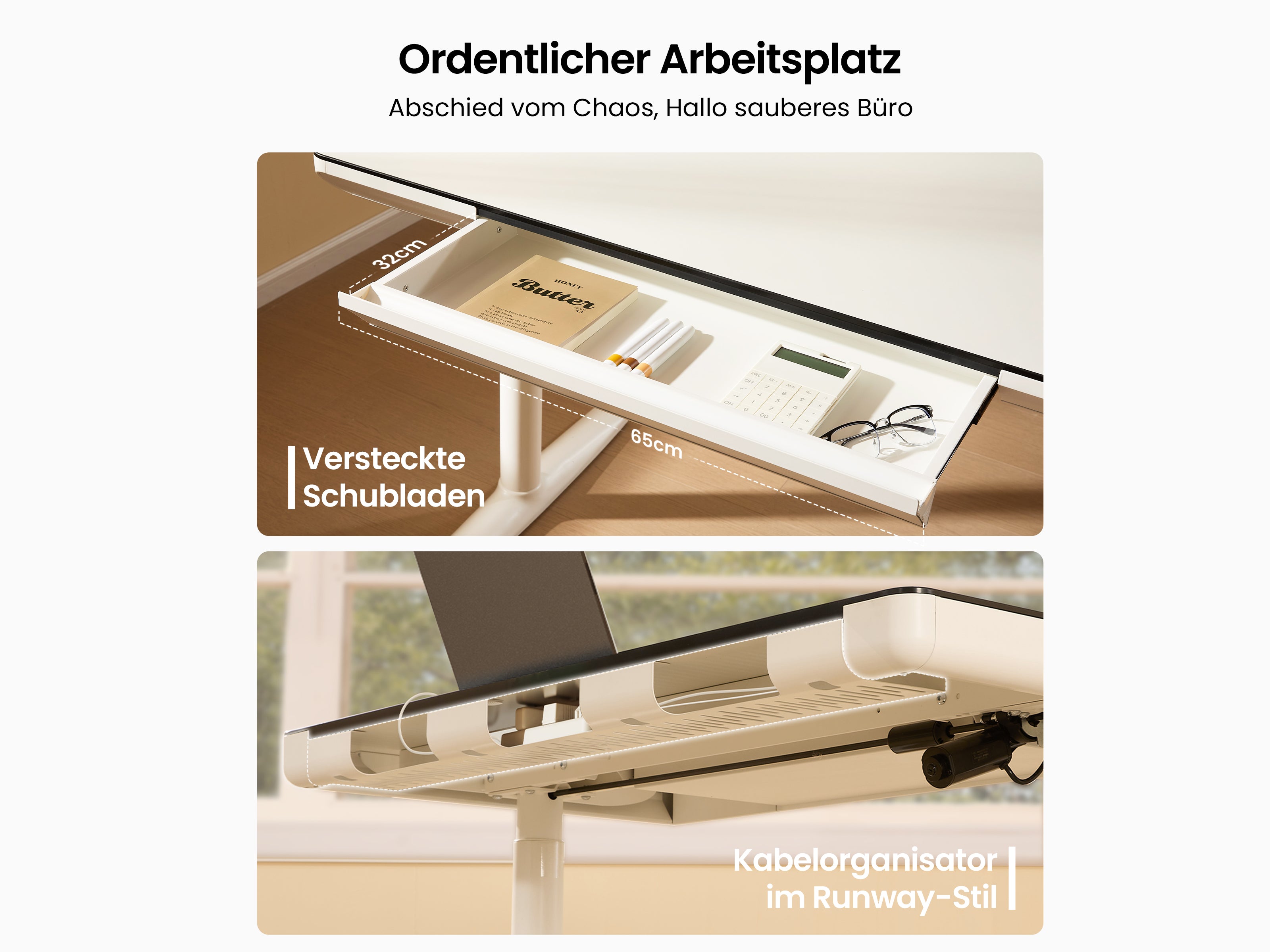 Maidesite Yoga - Höhenverstellbarer Schreibtisch mit Tischplatte