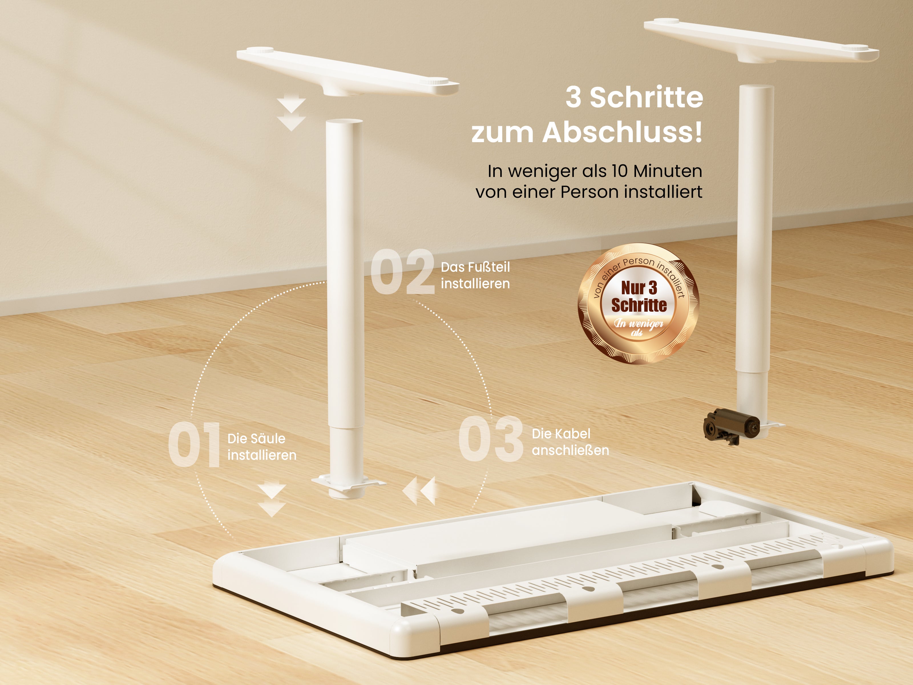 Maidesite Yoga - Höhenverstellbarer Schreibtisch mit Tischplatte