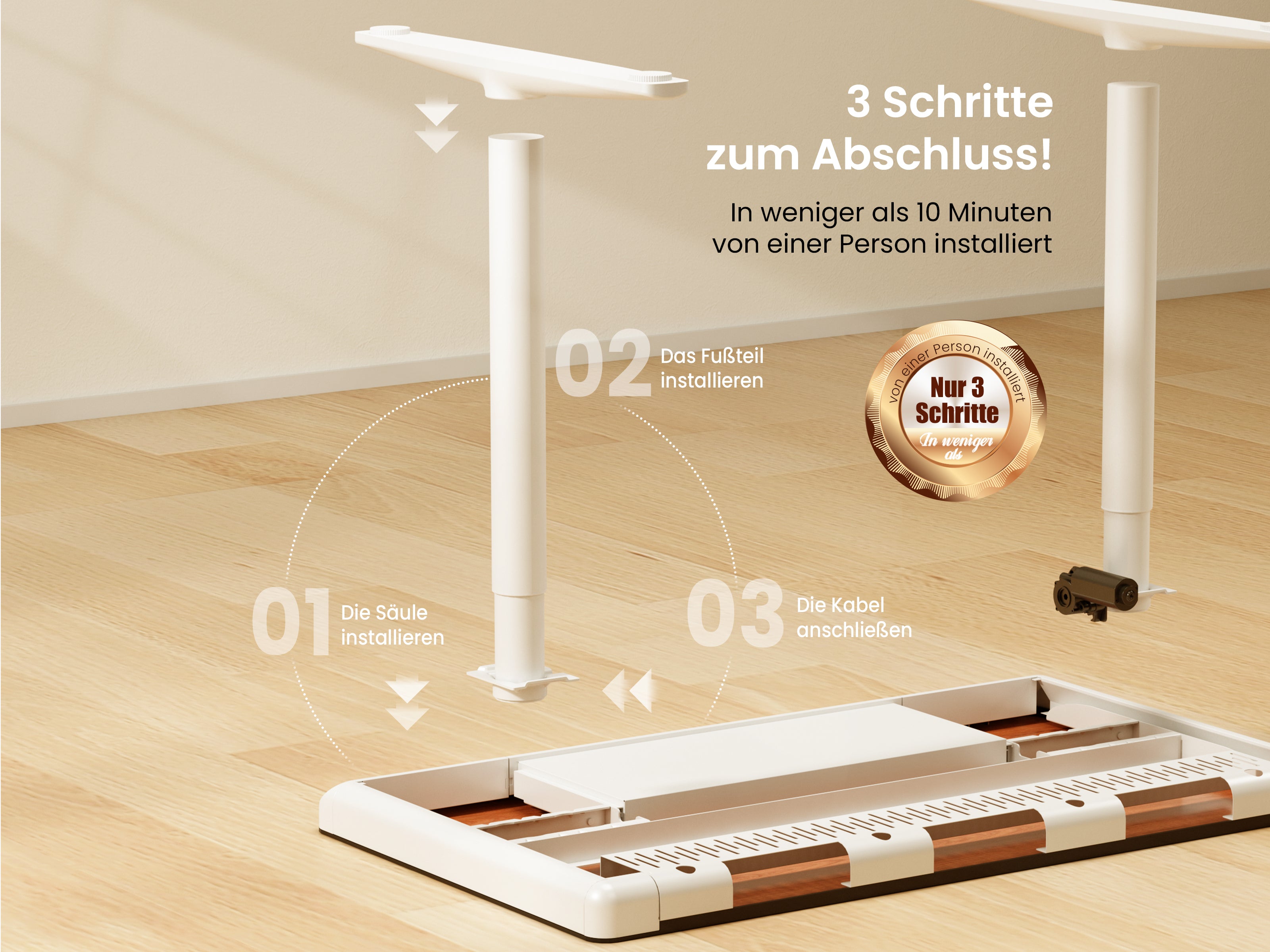 Maidesite Yoga - Höhenverstellbarer Schreibtisch mit Tischplatte