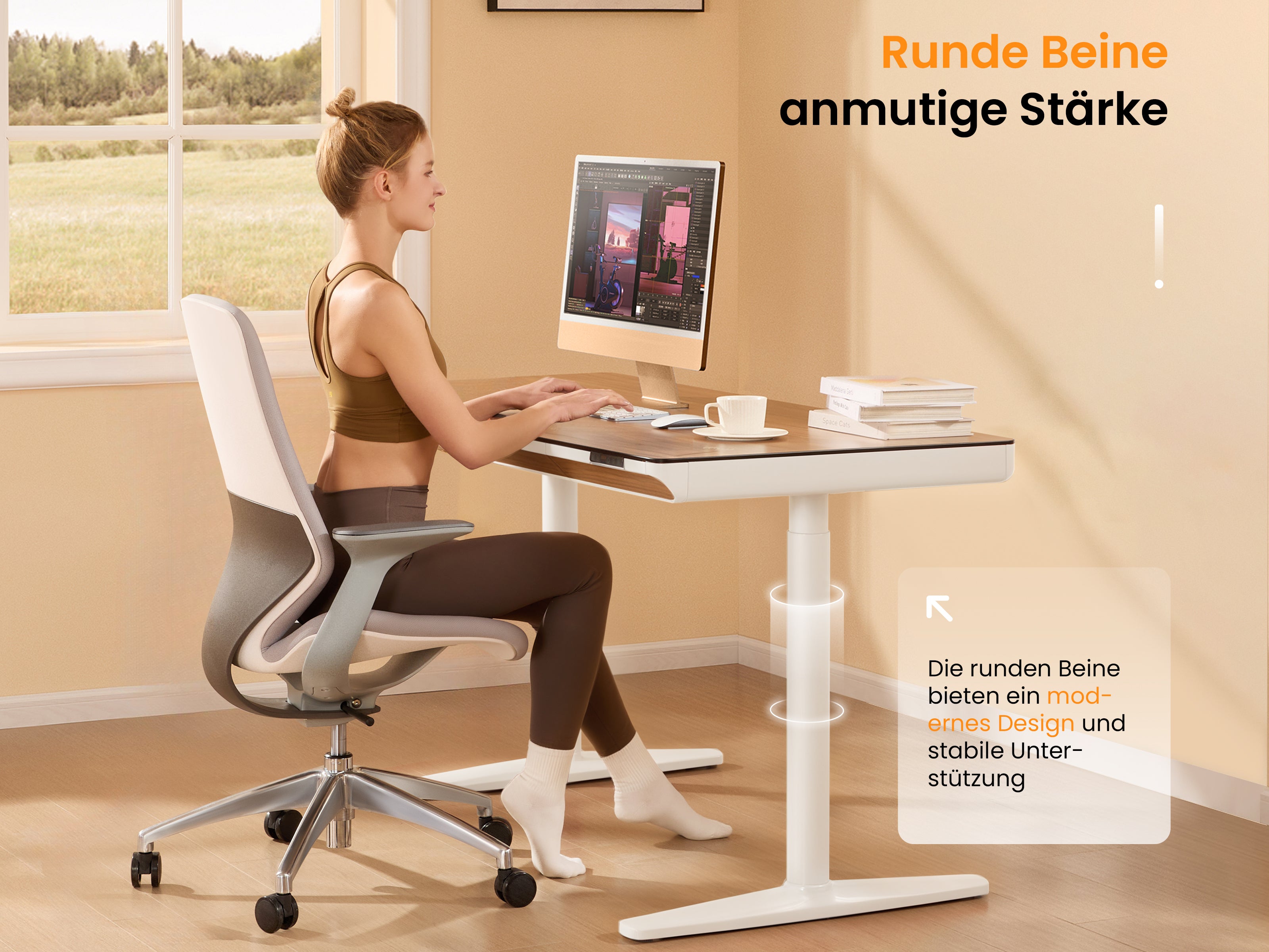 Maidesite Yoga - Höhenverstellbarer Schreibtisch mit Tischplatte