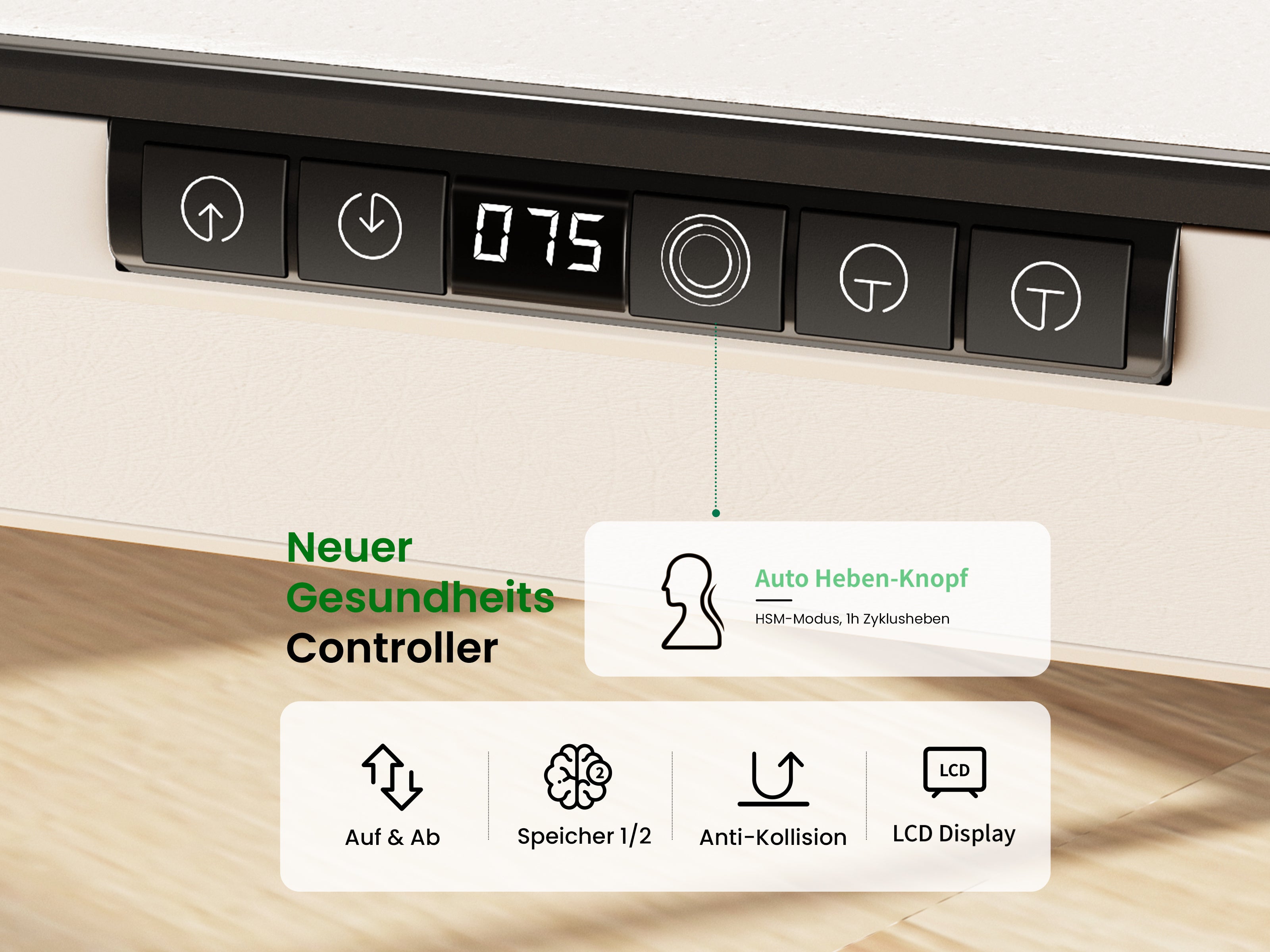 Maidesite Yoga - Höhenverstellbarer Schreibtisch mit Tischplatte