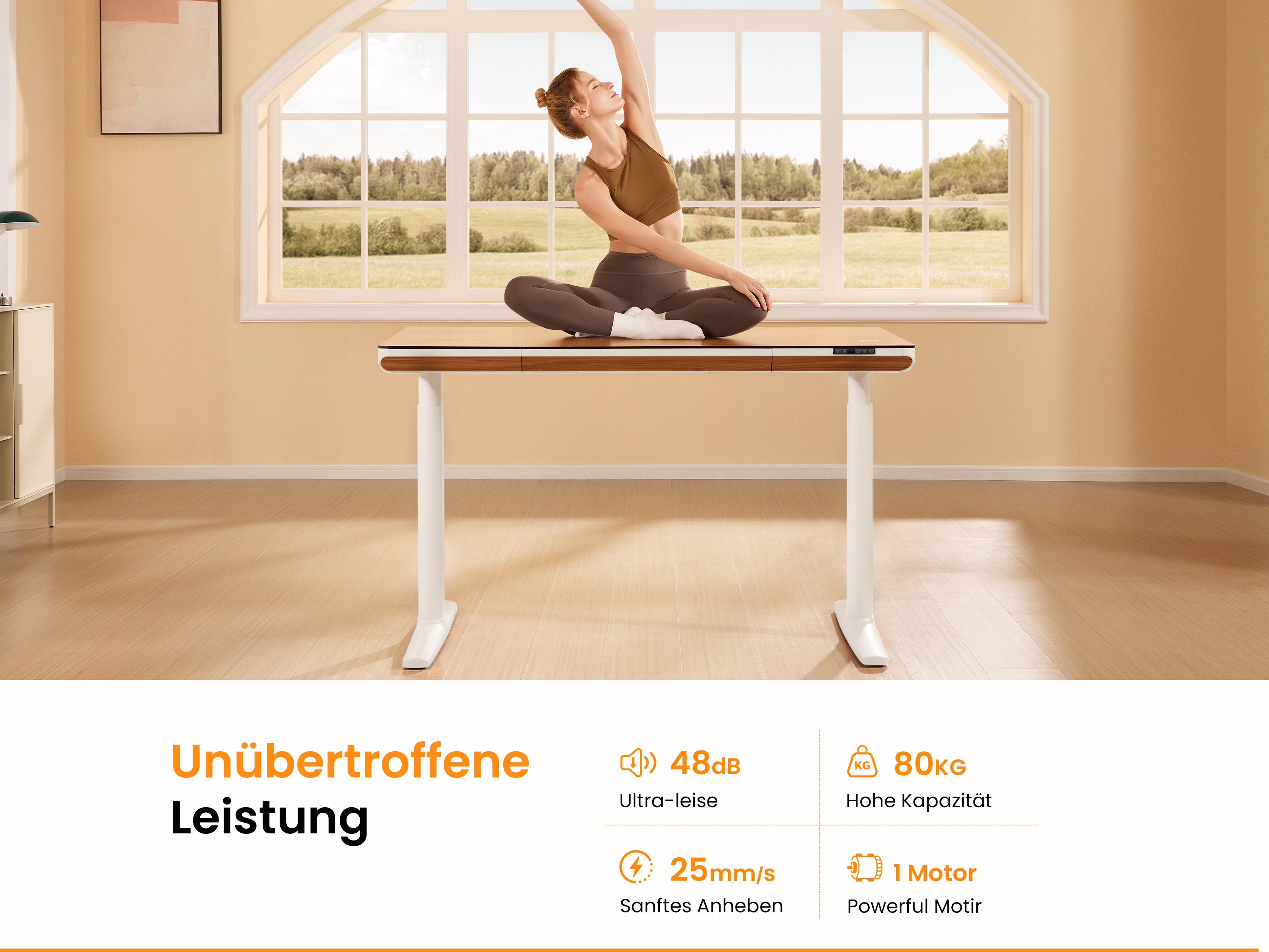 Maidesite Yoga - Höhenverstellbarer Schreibtisch mit Tischplatte
