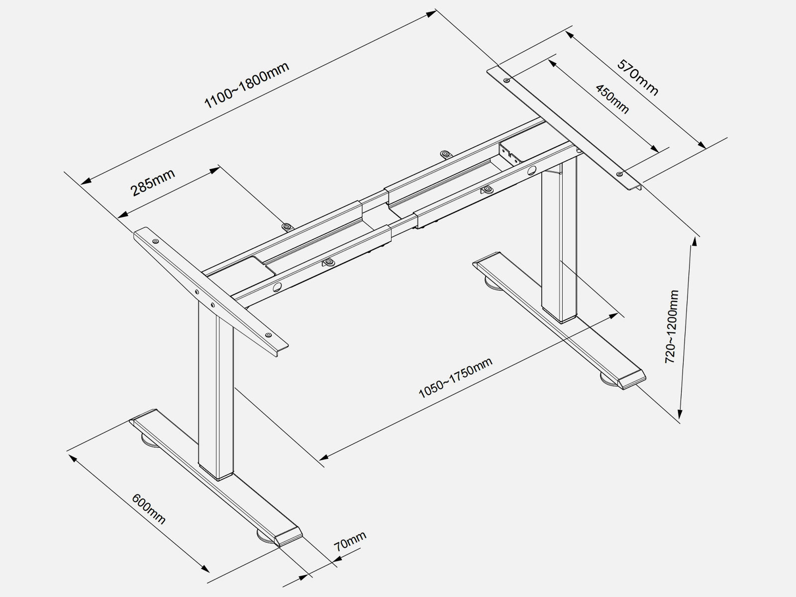 Maidesite T2 Pro - Elektrisch Höhenverstellbares Gestell