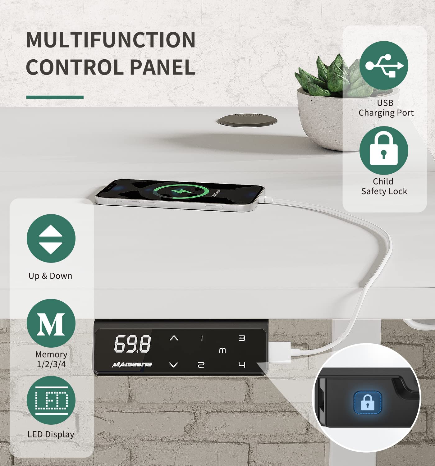 Maidesite SN1 - Elektrisch Höhenverstellbarer Schreibtisch