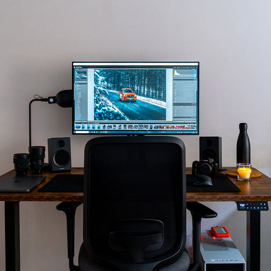Desinger desk setup with Maidesite adjustable height desk