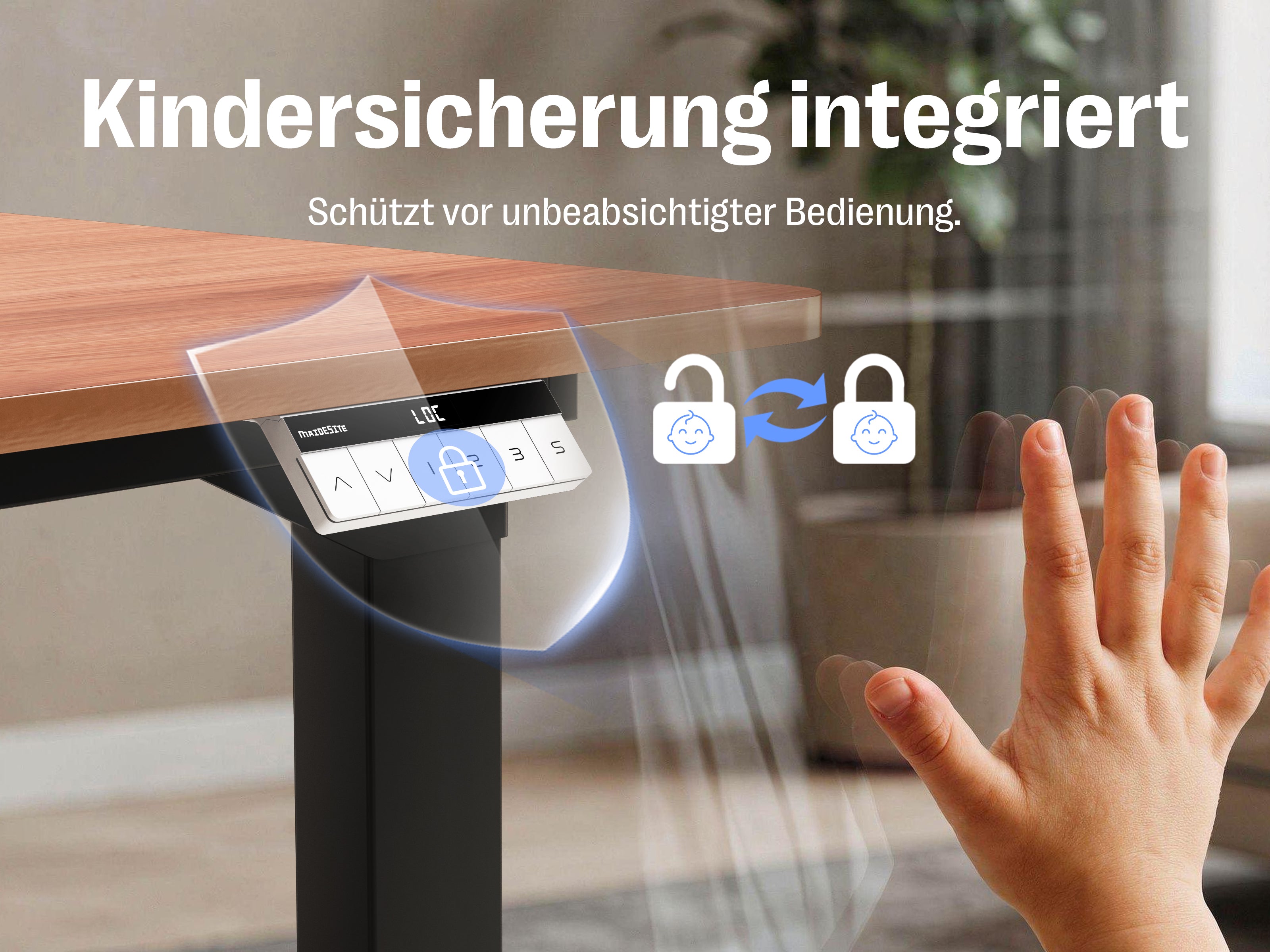 Maidesite Canvas – L-förmiger höhenverstellbarer Schreibtisch mit 4 Beinen