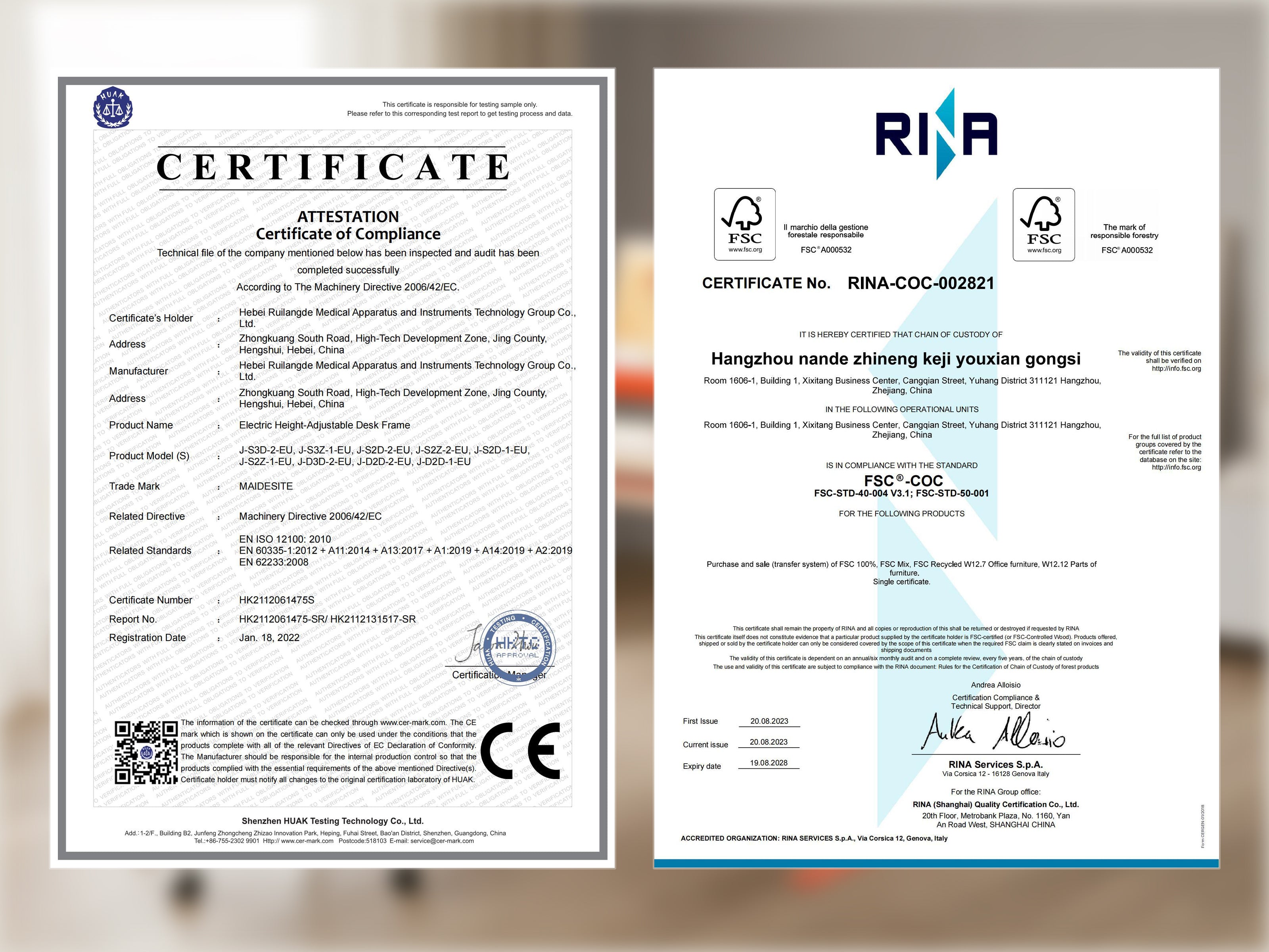 Maidesite Yoga – Eleganter höhenverstellbarer Schreibtisch mit Wirbelsäulen-Modu