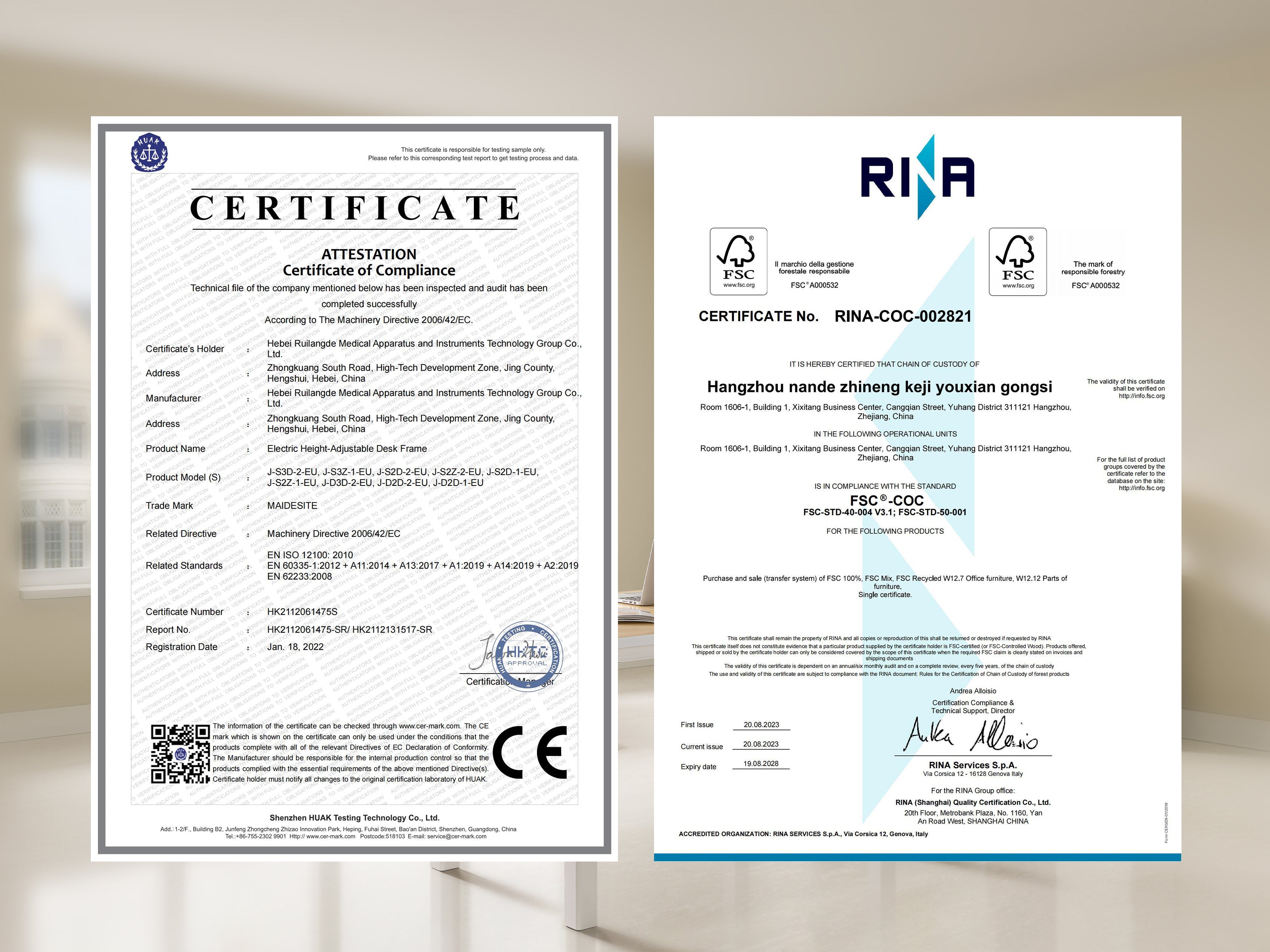 Maidesite Space – Höhenverstellbarer Schreibtisch mit 4 Beinen und L-Erweiterung
