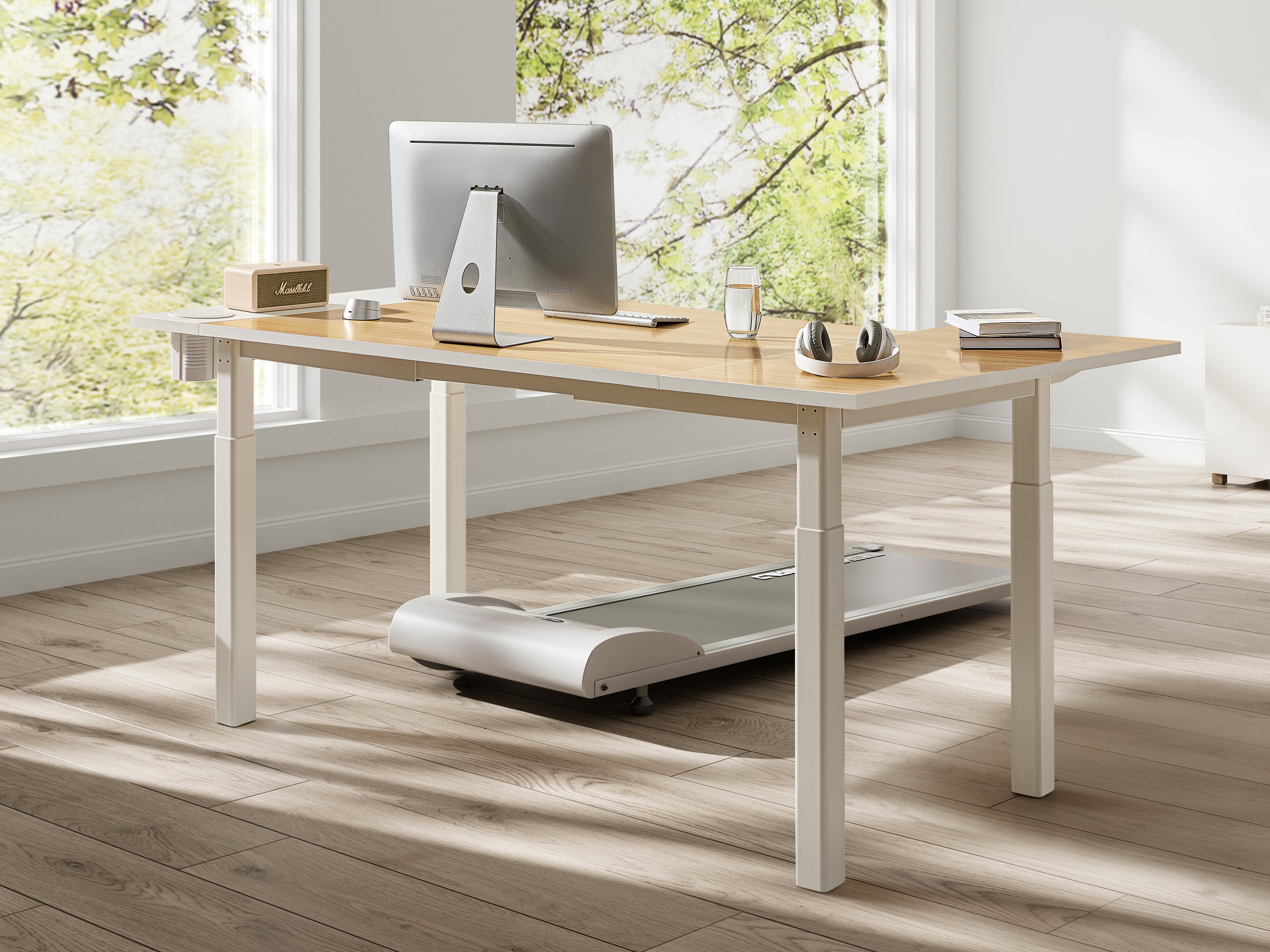 Maidesite Space – Höhenverstellbarer Schreibtisch mit 4 Beinen und L-Erweiterung