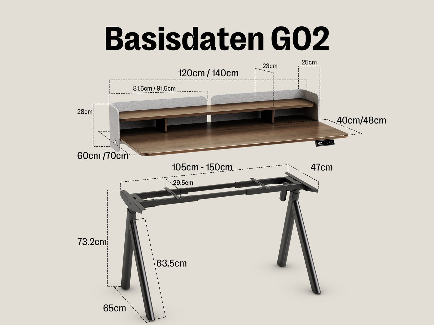Maidesite ArborLift Elektrisch Höhenverstellbarer Schreibtisch, 120x60 / 140x70 cm, mit USB-C Anschluss