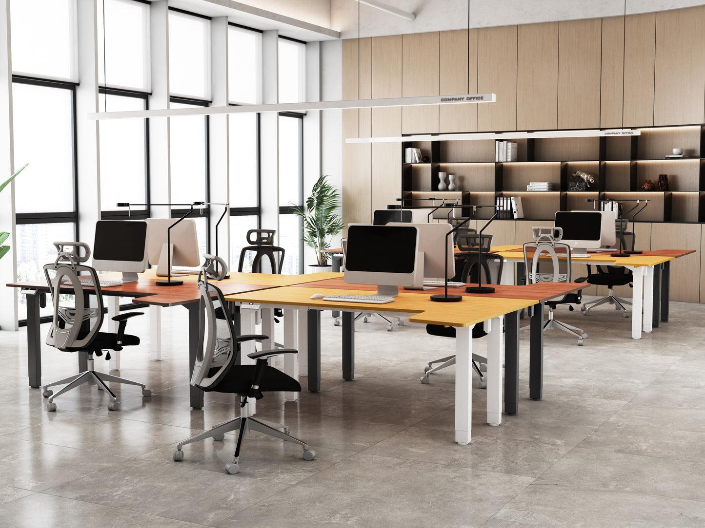 Maidesite Canvas – L-shaped height-adjustable desk with 4 legs