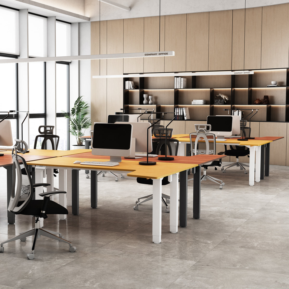 Maidesite Canvas – L-förmiger höhenverstellbarer Schreibtisch mit 4 Beinen