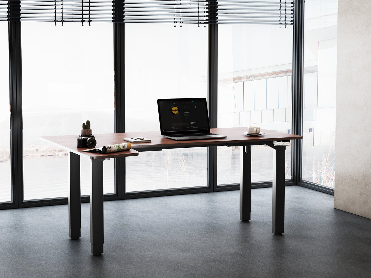 Maidesite Canvas – L-shaped height-adjustable desk with 4 legs