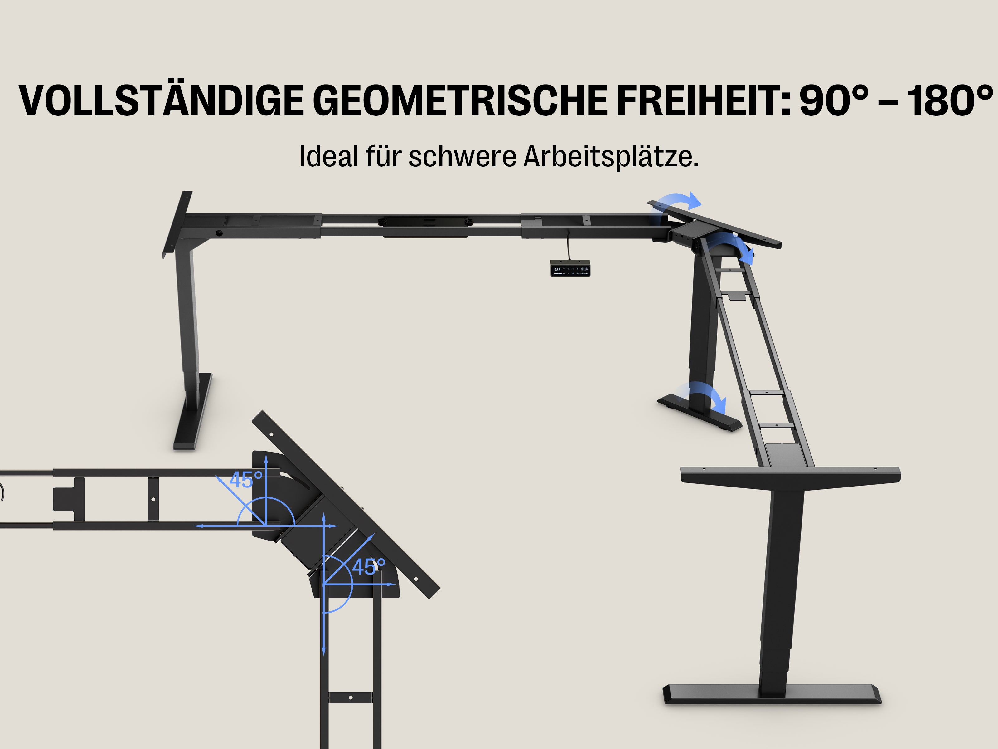 Maidesite T3 Pro Max – 3-Bein höhenverstellbares Schreibtischgestell mit 3 Motoren