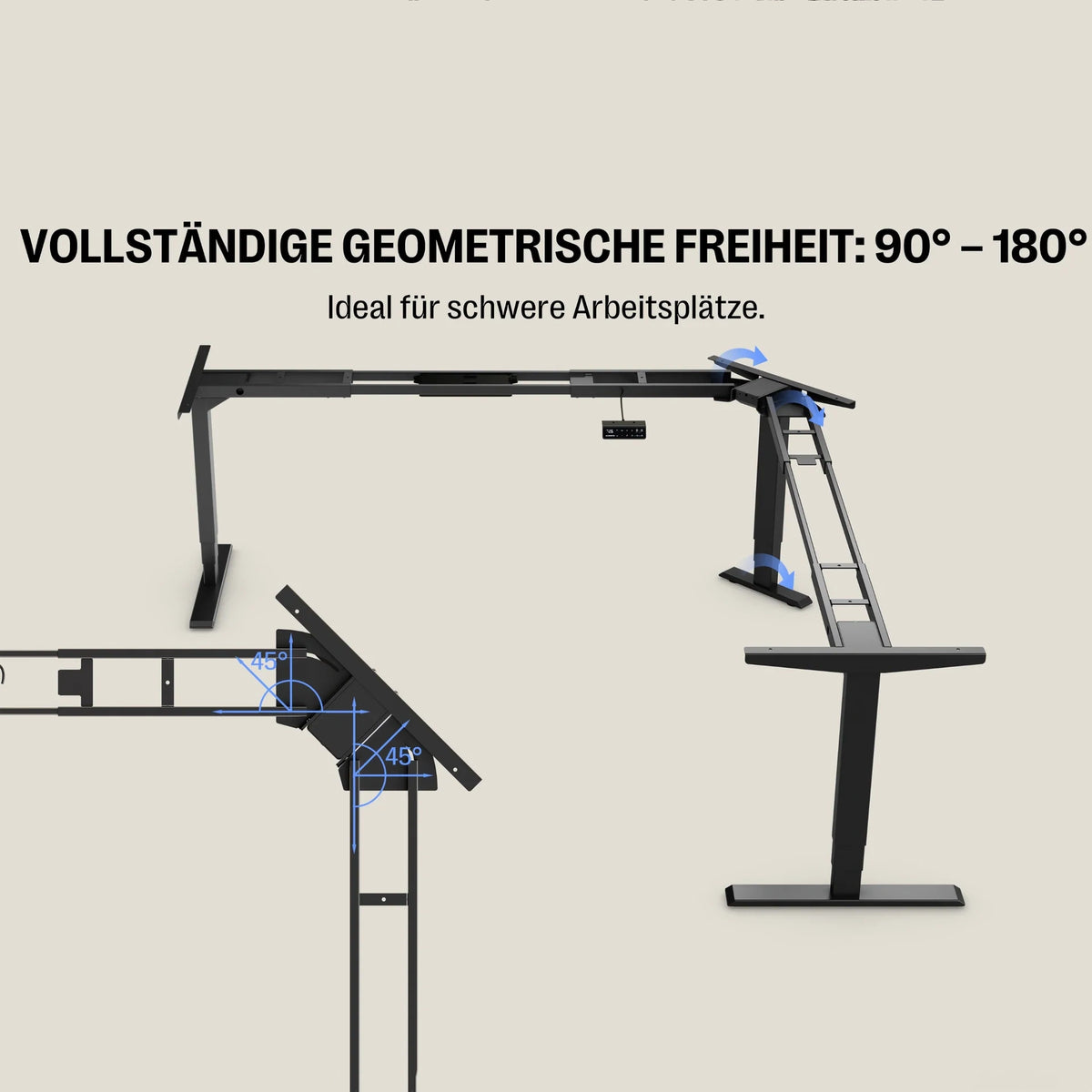 Maidesite T3 Pro Max – 3-Bein höhenverstellbares Schreibtischgestell mit 3 Motoren