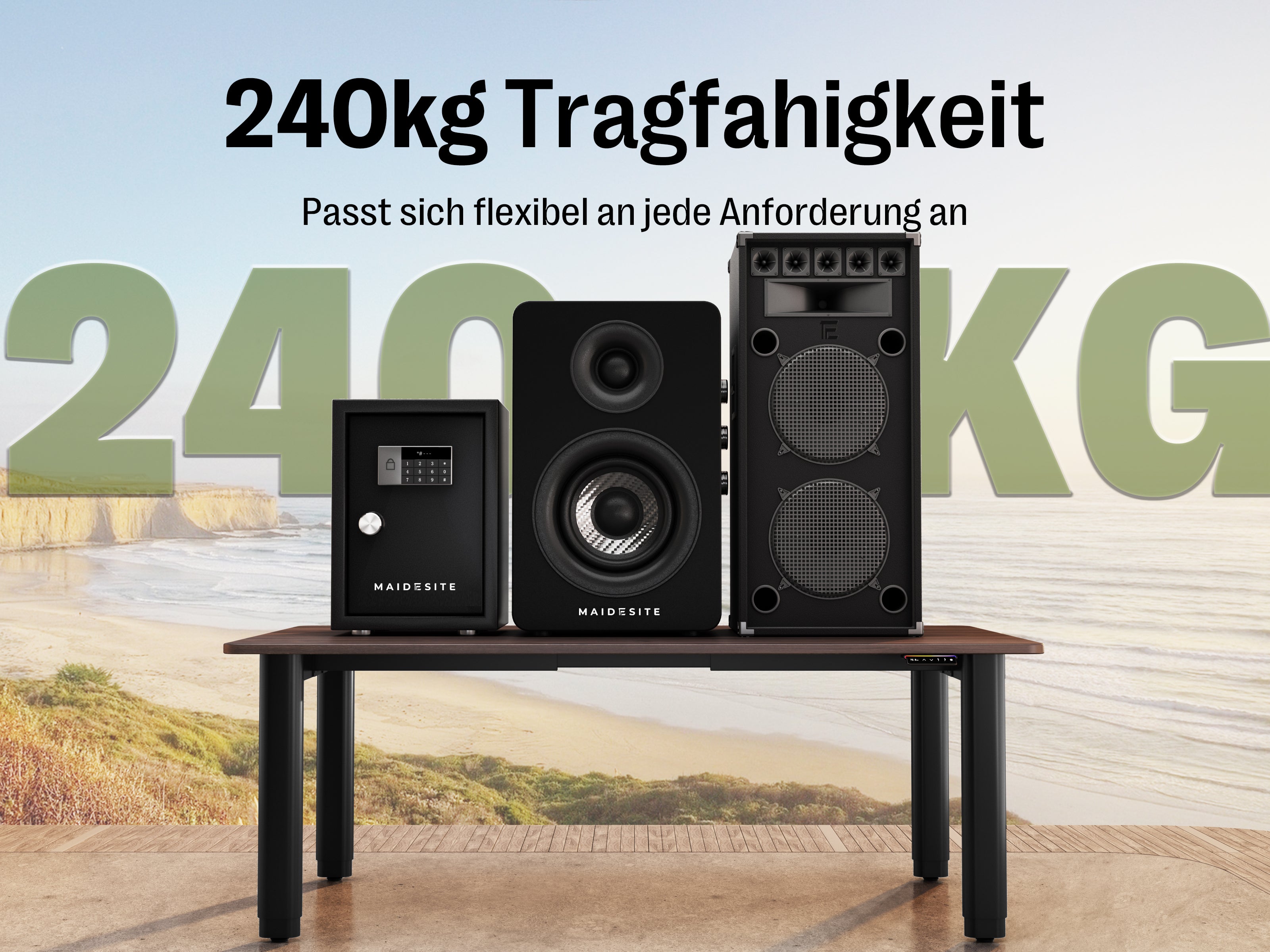 Maidesite T4 Pro Plus – Höhenverstellbarer Schreibtisch mit 4 Beinen im eleganten Gleichgewicht