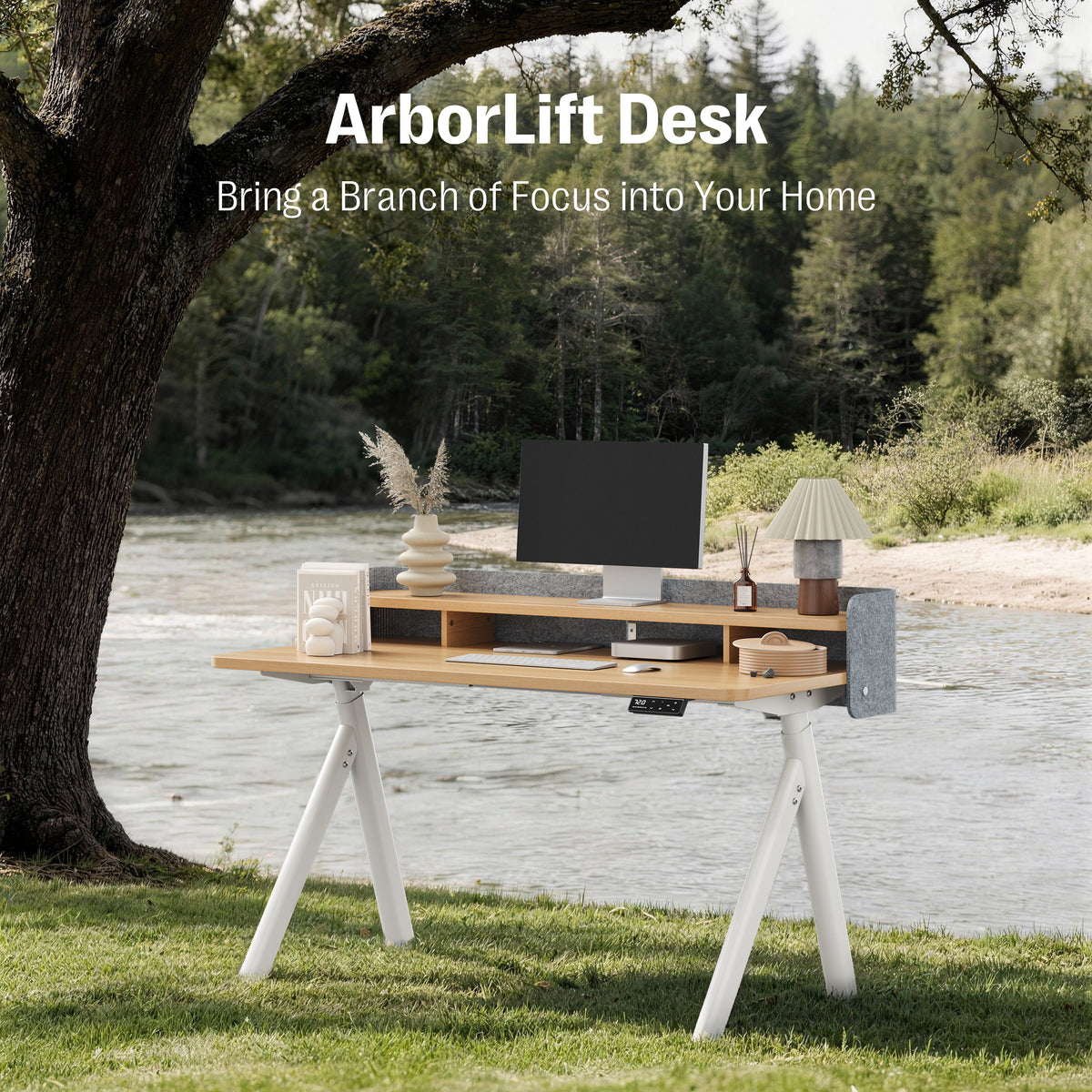 Maidesite ArborLift Elektrisch Höhenverstellbarer Schreibtisch, 120x60 / 140x70 cm, mit USB-C Anschluss