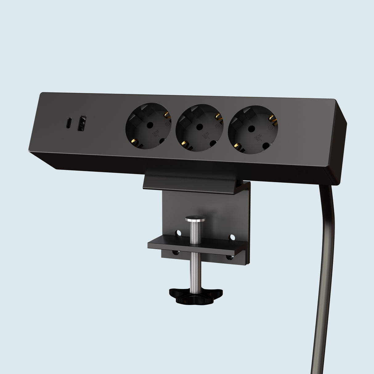 Maidesite 3-Loch Steckdose-1.8m Kabel-Schwarz  