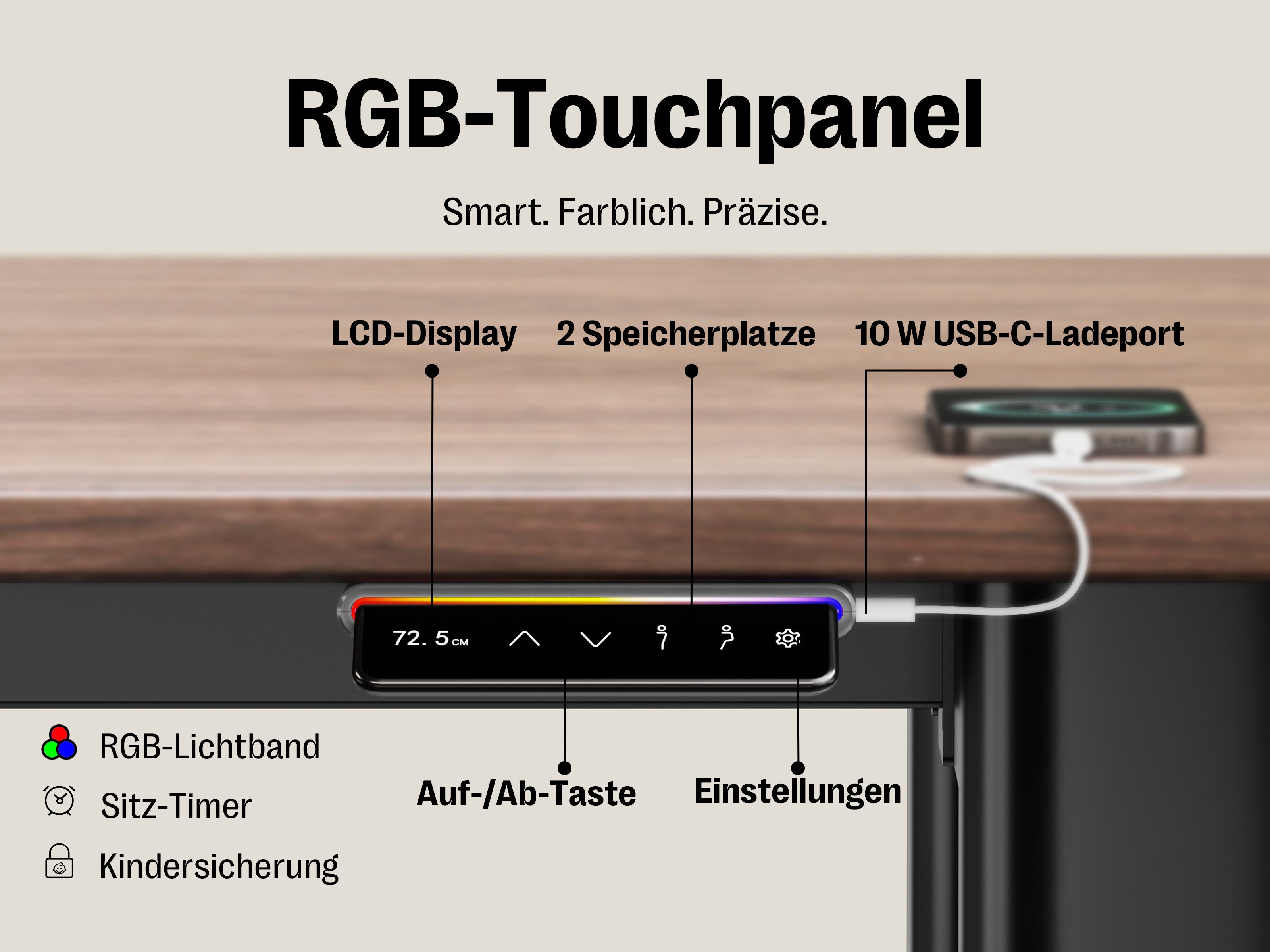 Maidesite T4 Pro Plus – Höhenverstellbarer Schreibtisch mit 4 Beinen im eleganten Gleichgewicht