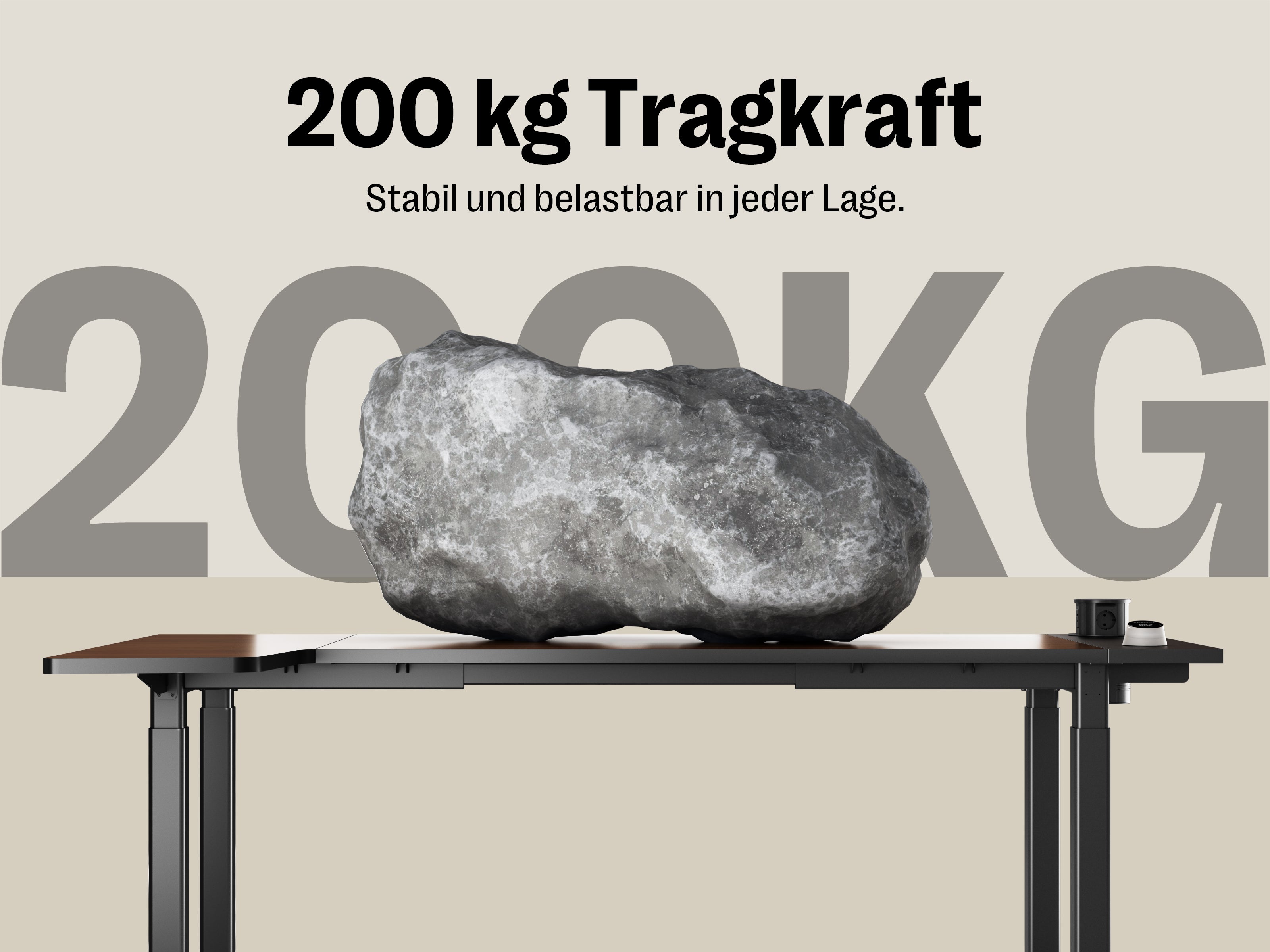 Maidesite Space – Höhenverstellbarer Schreibtisch mit 4 Beinen und L-Erweiterung