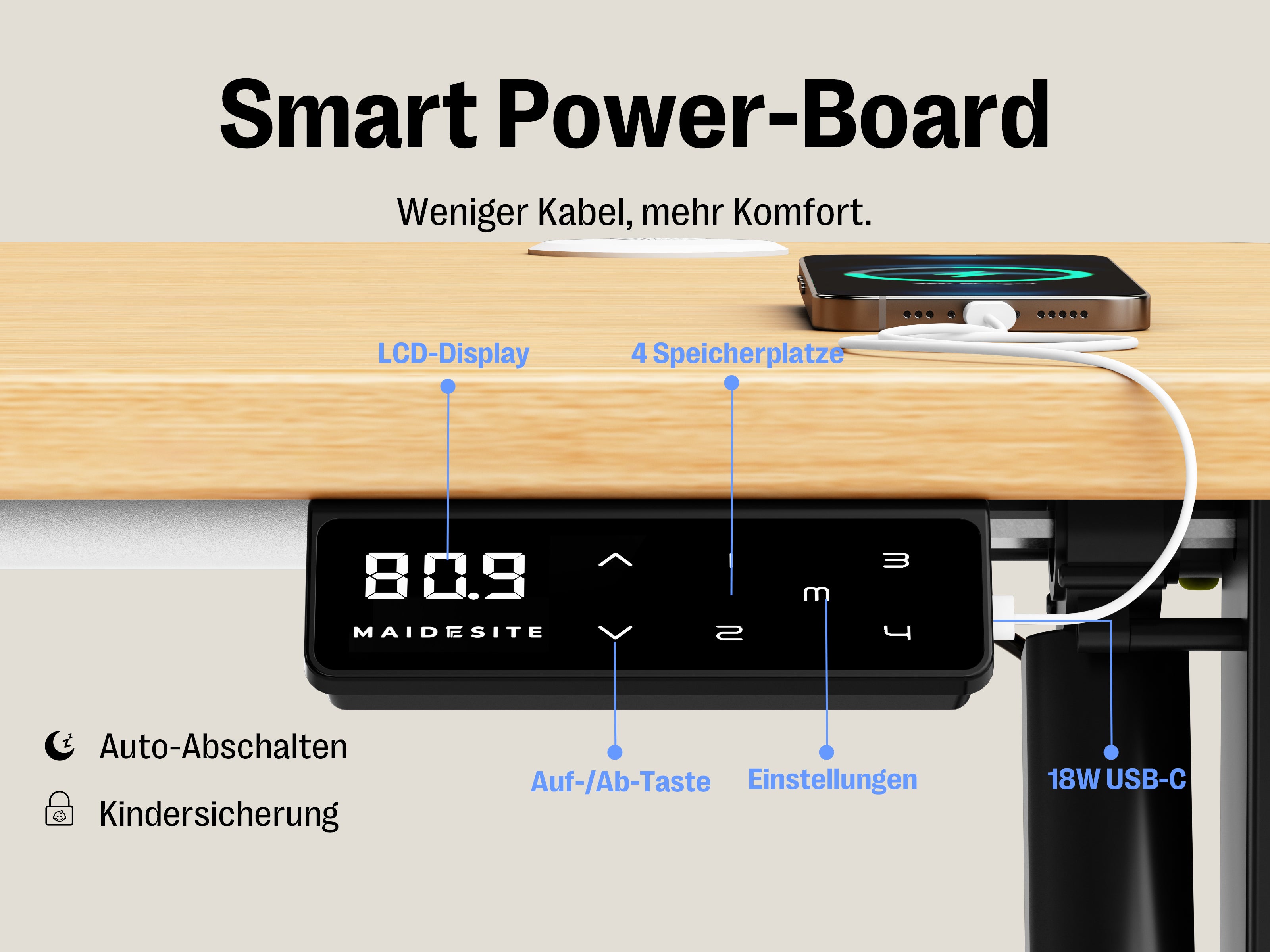 Maidesite T1 Pro – Hochwertiger Einstiegs-Höhenverstellbarer Schreibtisch