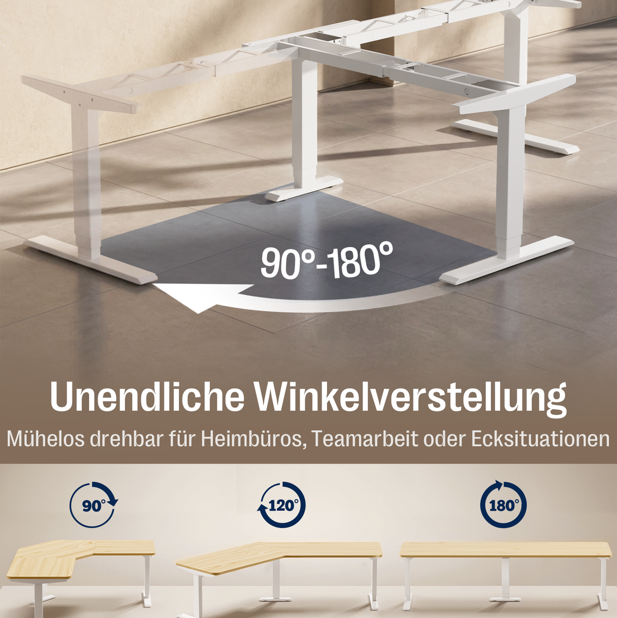 Maidesite T3 Pro Max – 3-Bein höhenverstellbares Schreibtischgestell mit 3 Motoren