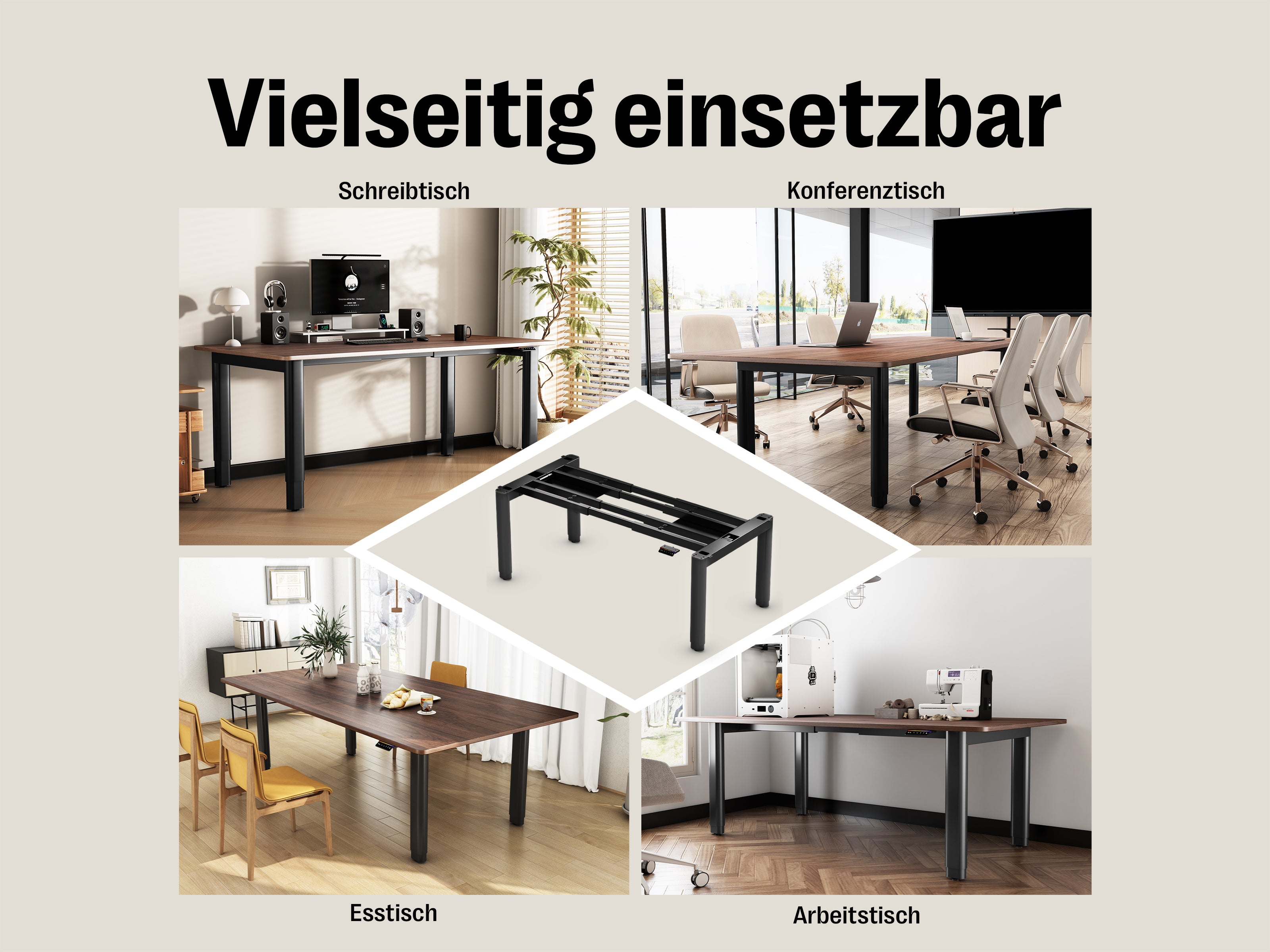 Maidesite T4 Pro Plus – Höhenverstellbarer Schreibtisch mit 4 Beinen im eleganten Gleichgewicht