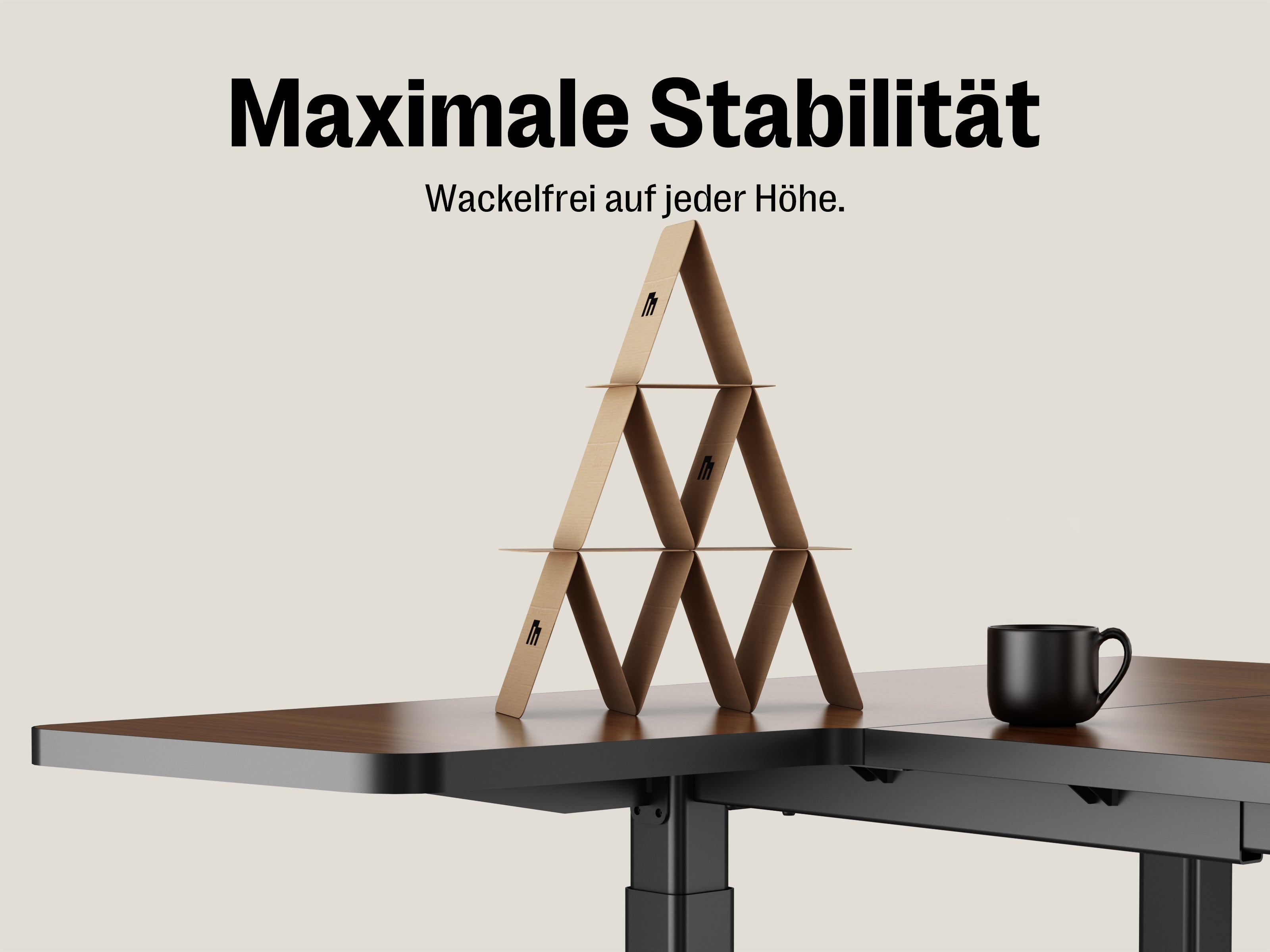 Maidesite Space – Höhenverstellbarer Schreibtisch mit 4 Beinen und L-Erweiterung