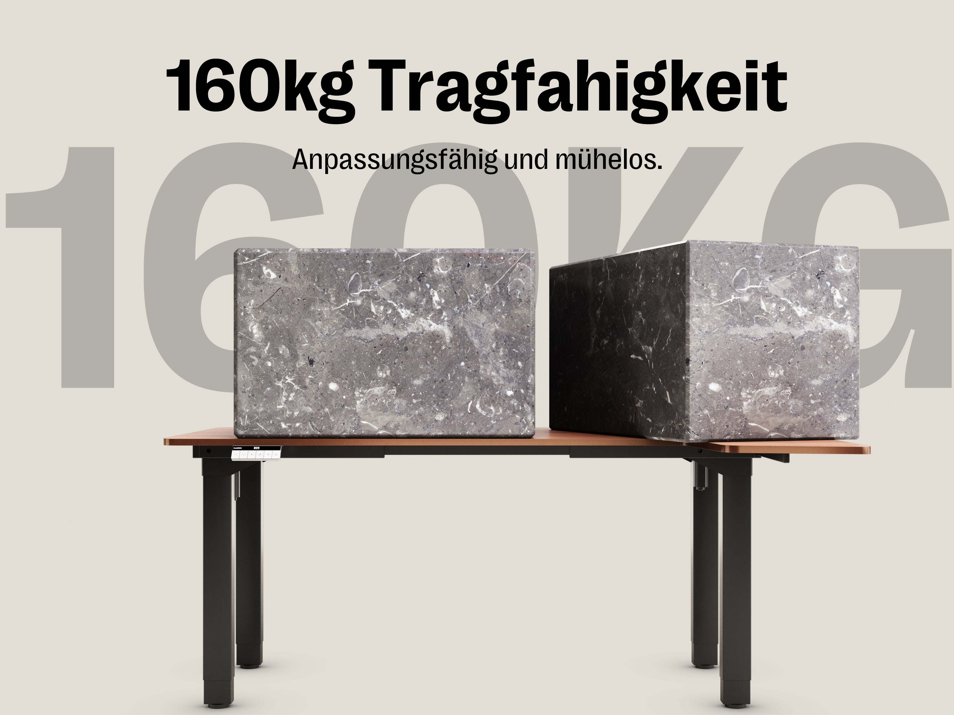 Maidesite Canvas – L-förmiger höhenverstellbarer Schreibtisch mit 4 Beinen