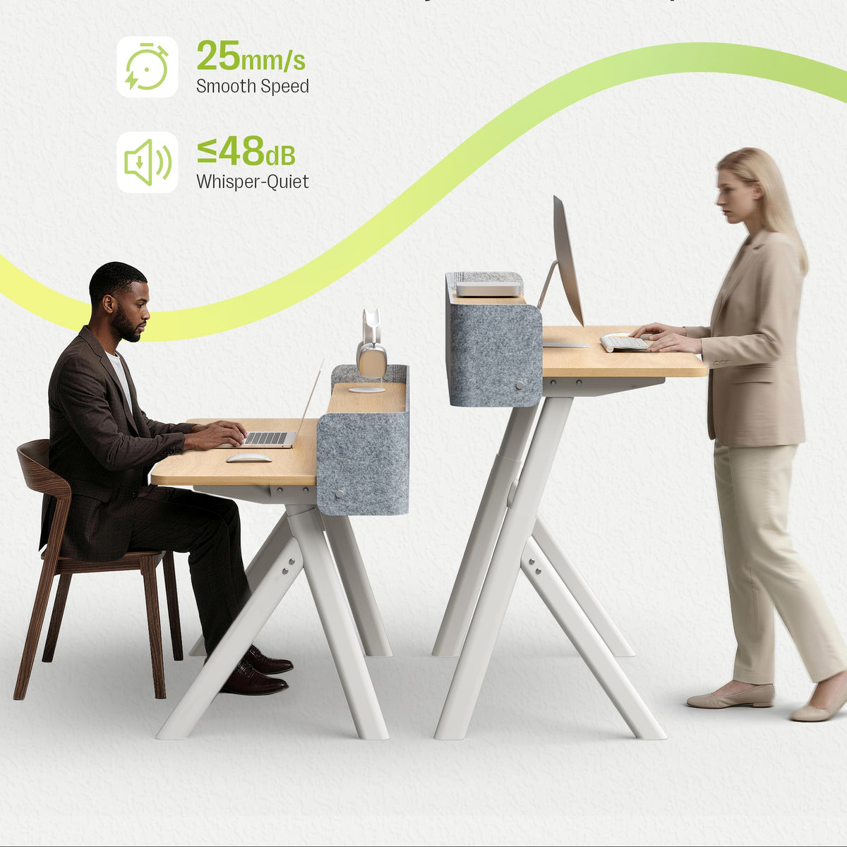 Maidesite ArborLift Elektrisch Höhenverstellbarer Schreibtisch, 120x60 / 140x70 cm, mit USB-C Anschluss