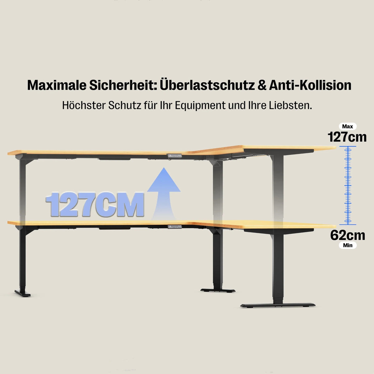 Maidesite T3 Pro Max – 3-Bein höhenverstellbares Schreibtischgestell mit 3 Motoren