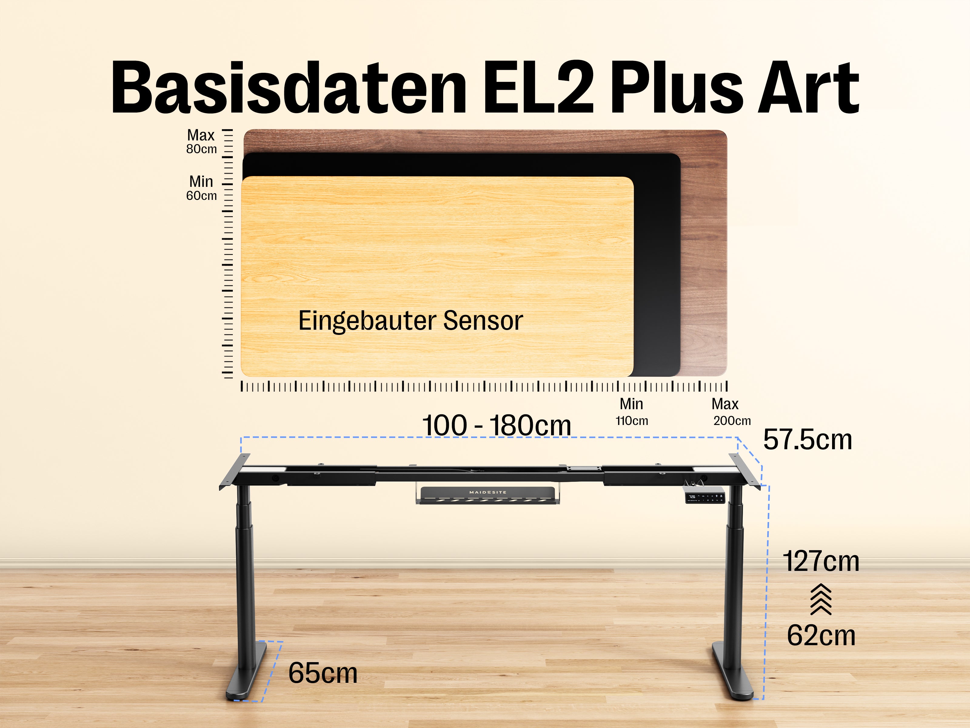 Maidesite EL2 Plus Art – Stilvoller und stabiler Höhenverstellbarer Schreibtisch