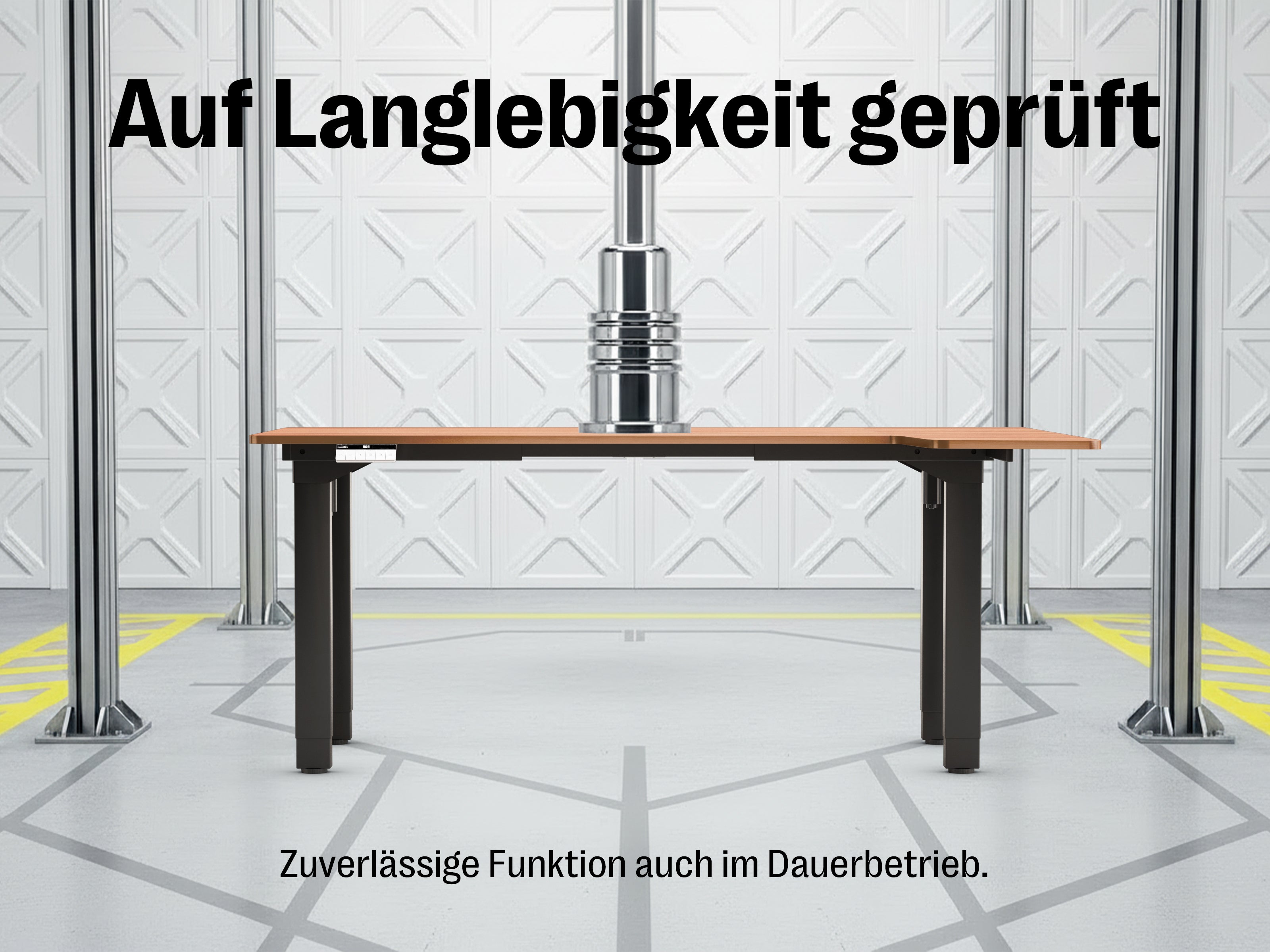 Maidesite Canvas – L-förmiger höhenverstellbarer Schreibtisch mit 4 Beinen