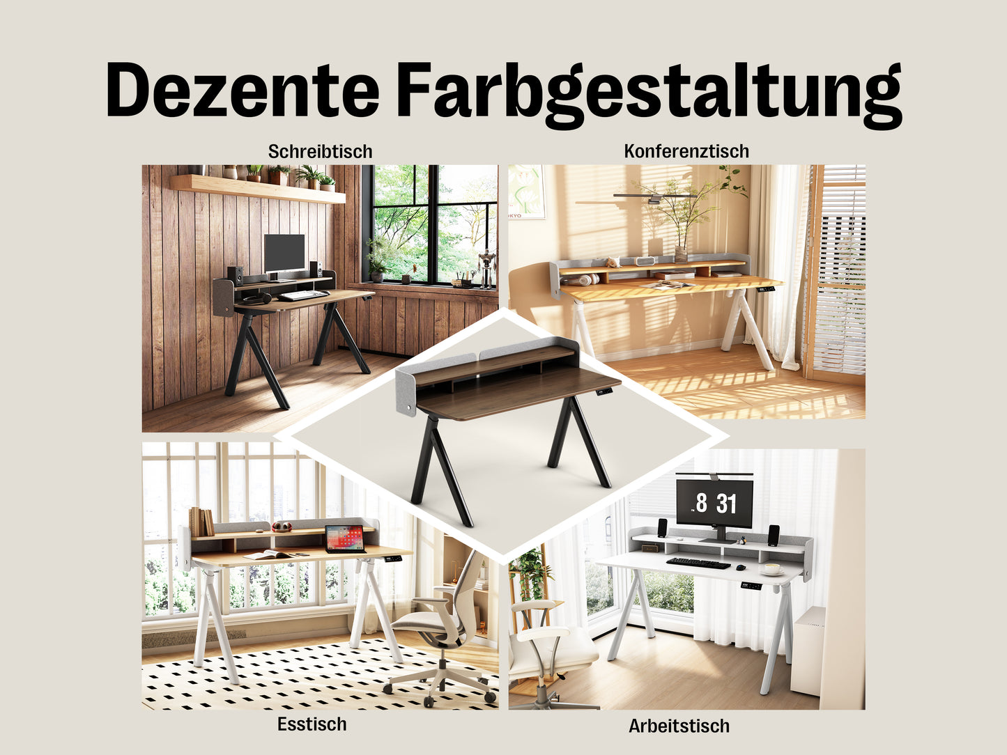 Maidesite ArborLift Elektrisch Höhenverstellbarer Schreibtisch, 120x60 / 140x70 cm, mit USB-C Anschluss