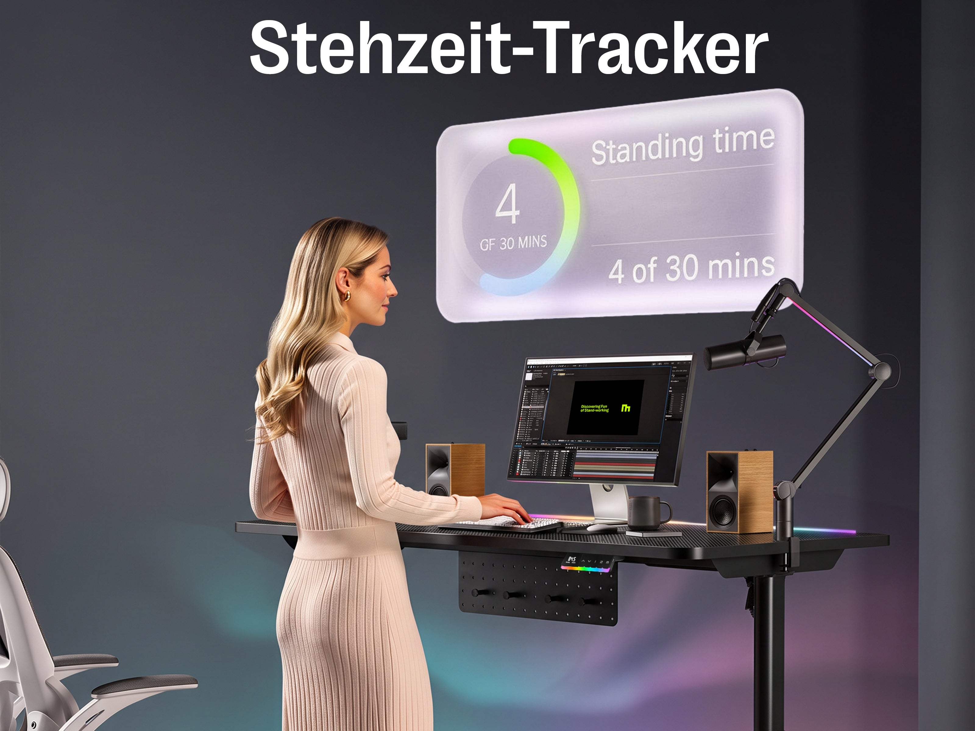 Maidesite Rainbow - Smart höhenverstellbarer Tisch mit RGB-Lichtleiste