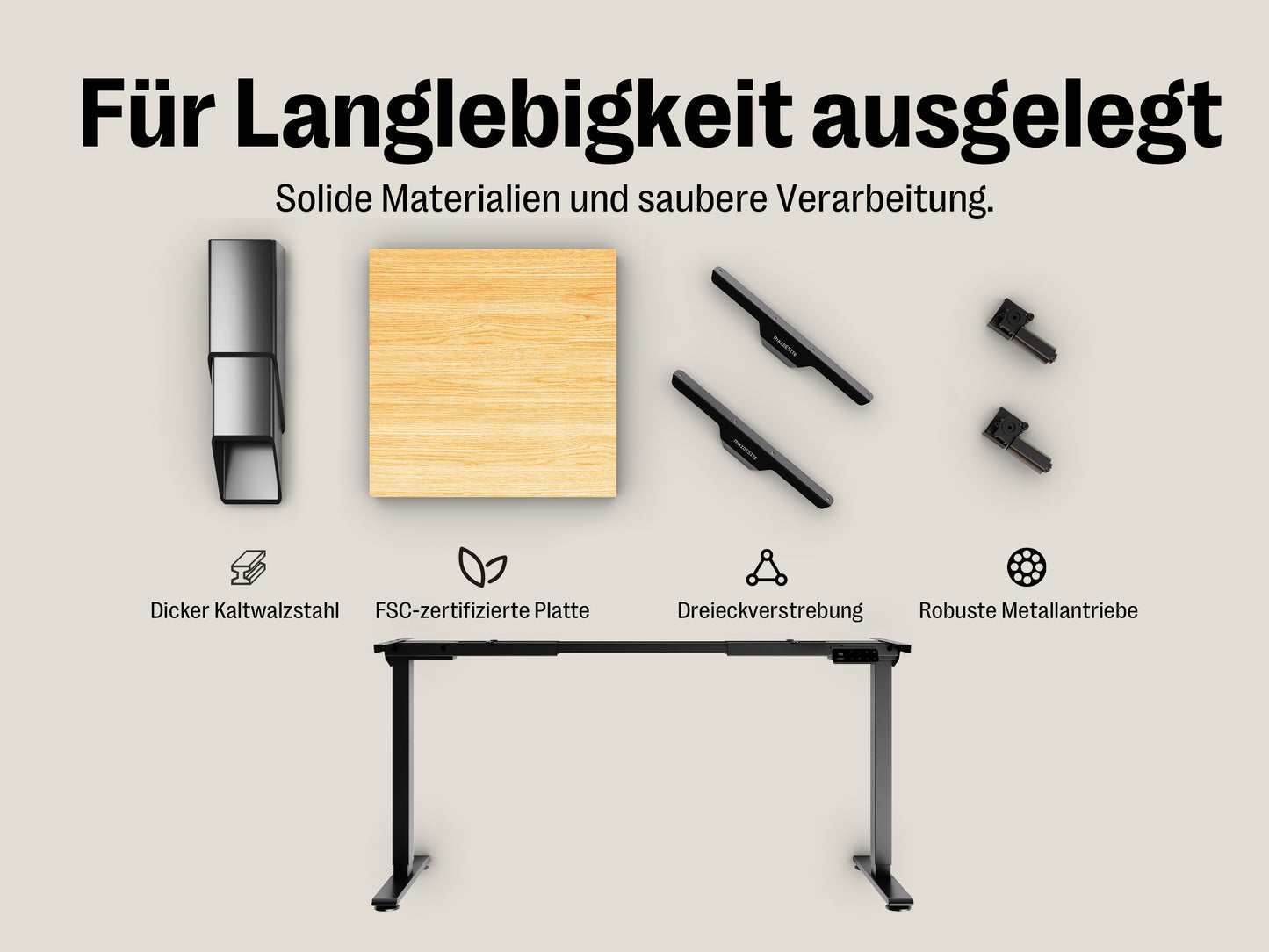 Maidesite T2 Elektrisch Höhenverstellbarer Schreibtisch mit zwei Motoren