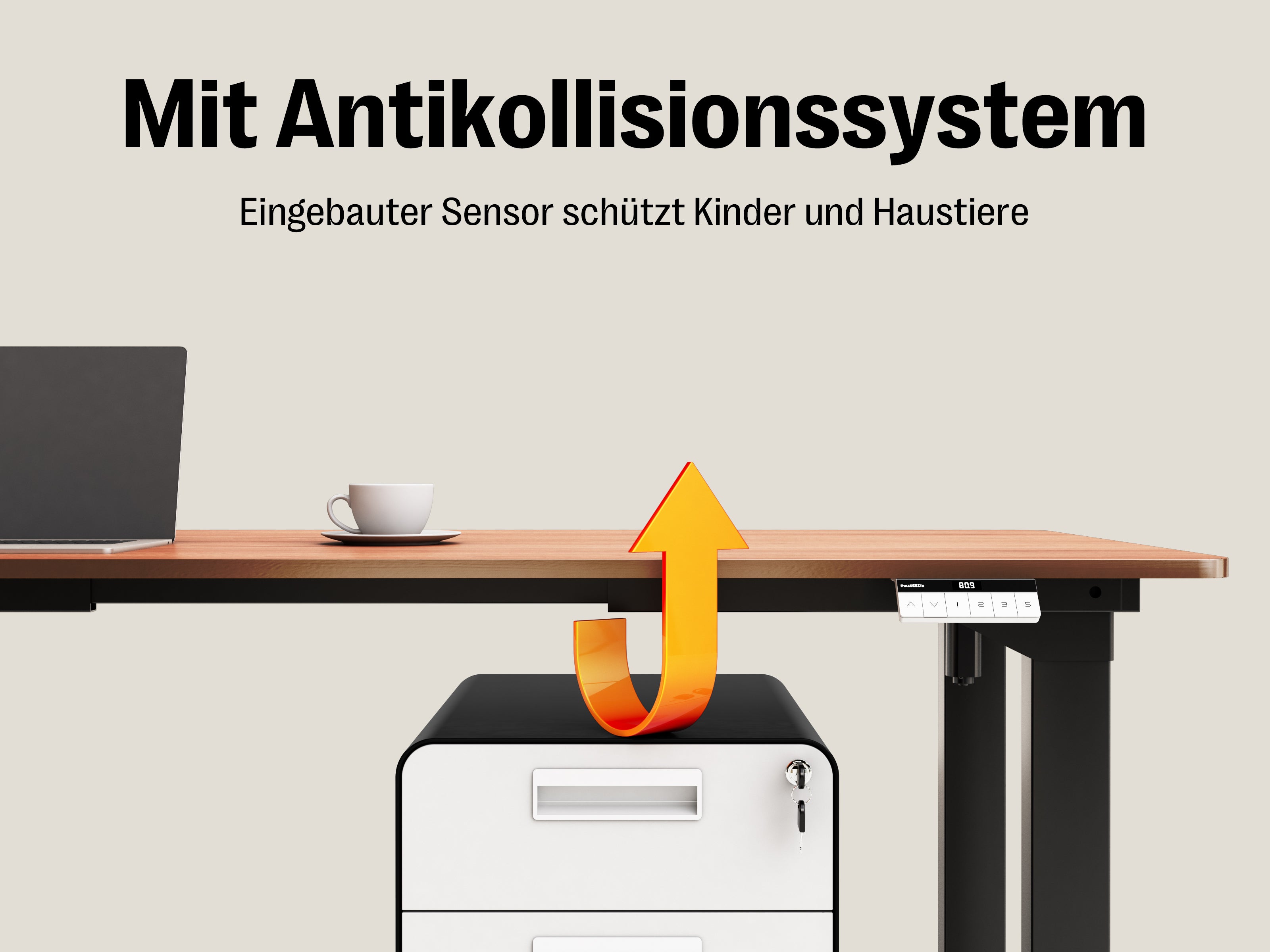 Maidesite Canvas – L-förmiger höhenverstellbarer Schreibtisch mit 4 Beinen