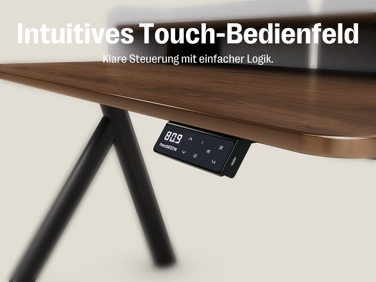 Maidesite ArborLift Elektrisch Höhenverstellbarer Schreibtisch, 120x60 / 140x70 cm, mit USB-C Anschluss