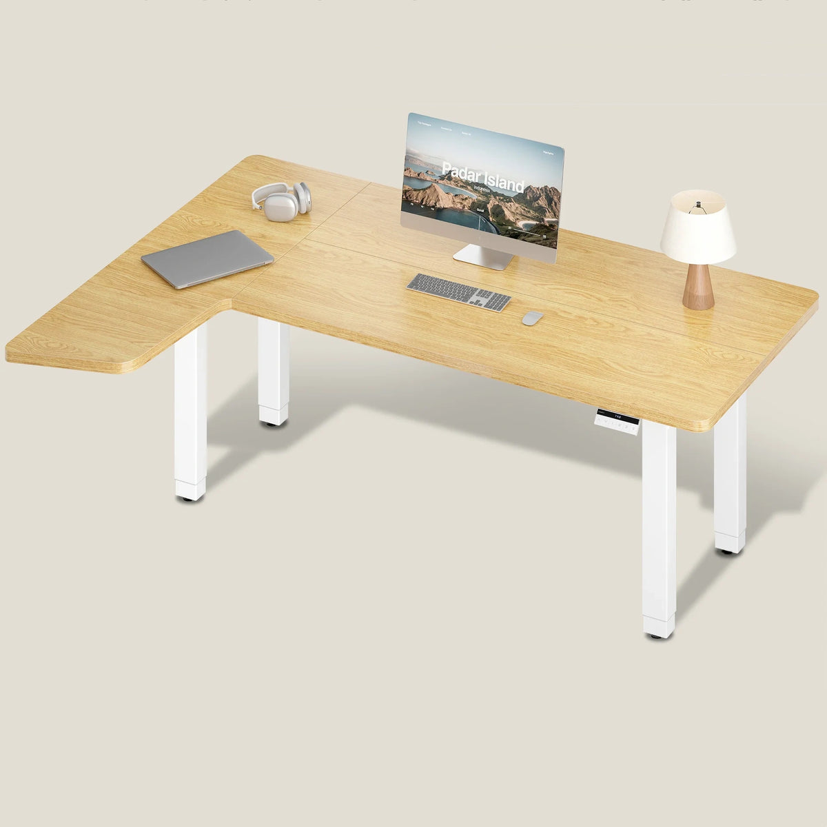 Maidesite Canvas – L-förmiger höhenverstellbarer Schreibtisch mit 4 Beinen
