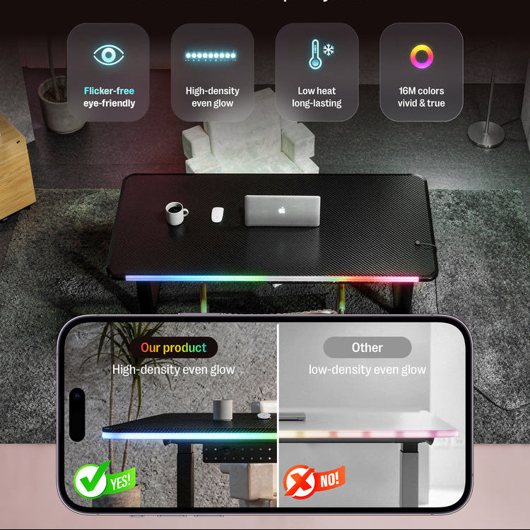 Maidesite Rainbow - Smart höhenverstellbarer Tisch mit RGB-Lichtleiste