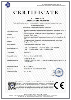 CE certification of Maidesite adjustable height desk